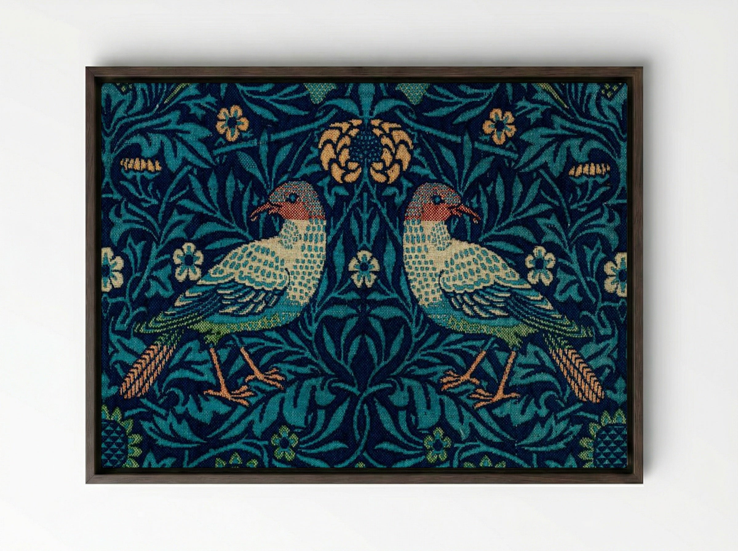 Bird - William Morris - Framed Canvas Dark Wood