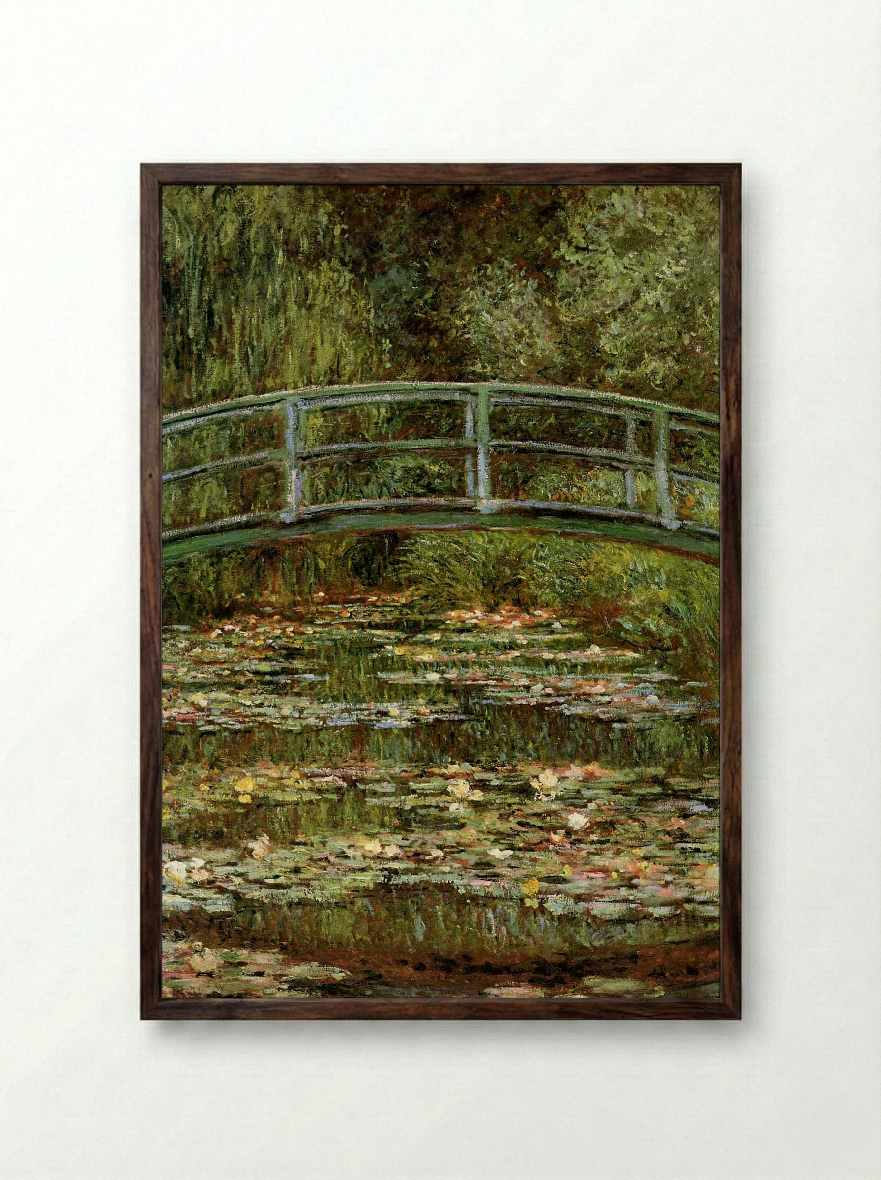 The Japanese Bridge - Claude Monet - Framed Print Dark Wood