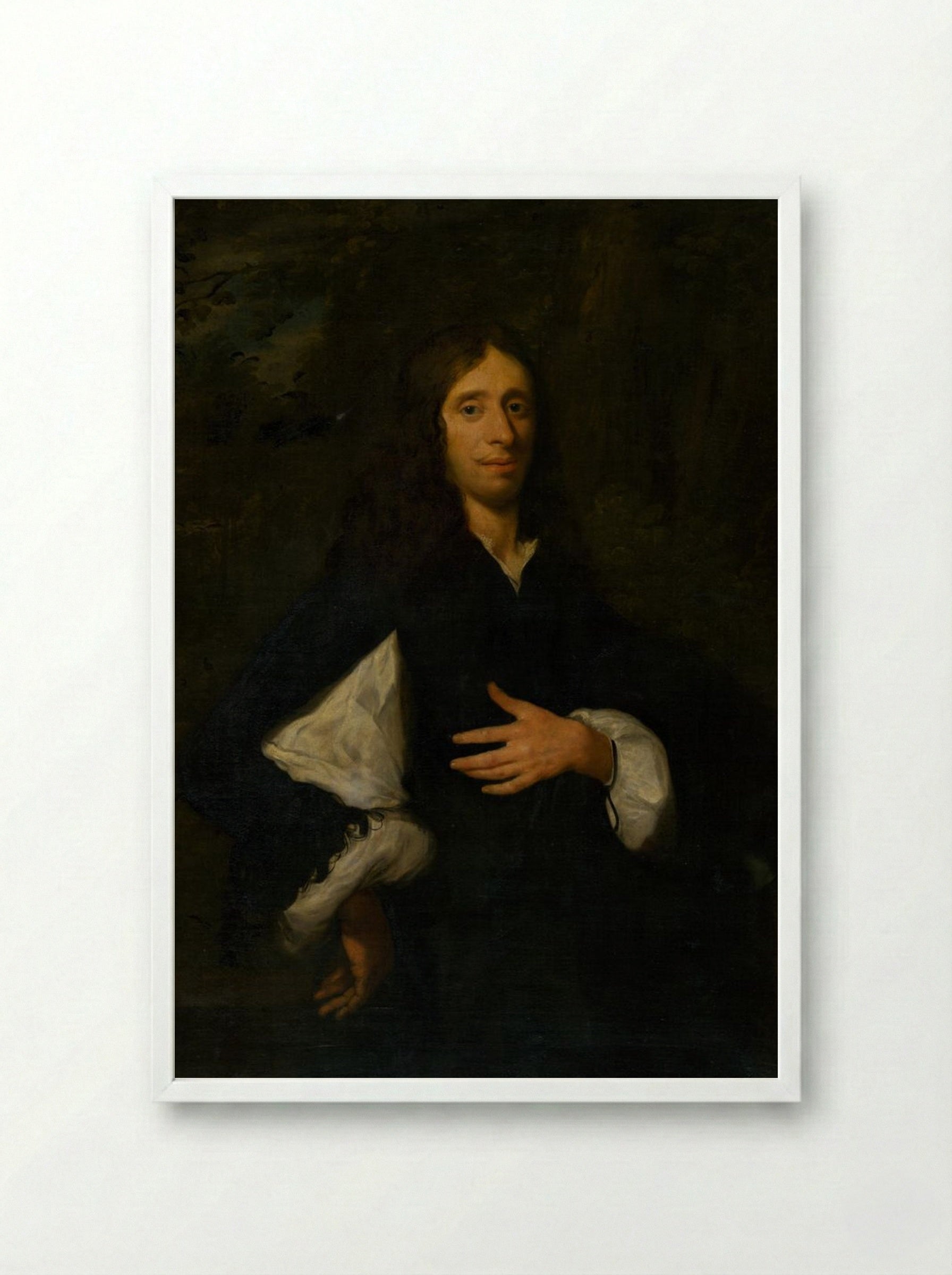 Portrait of a Gentleman - Caspar Netscher - Framed Print White