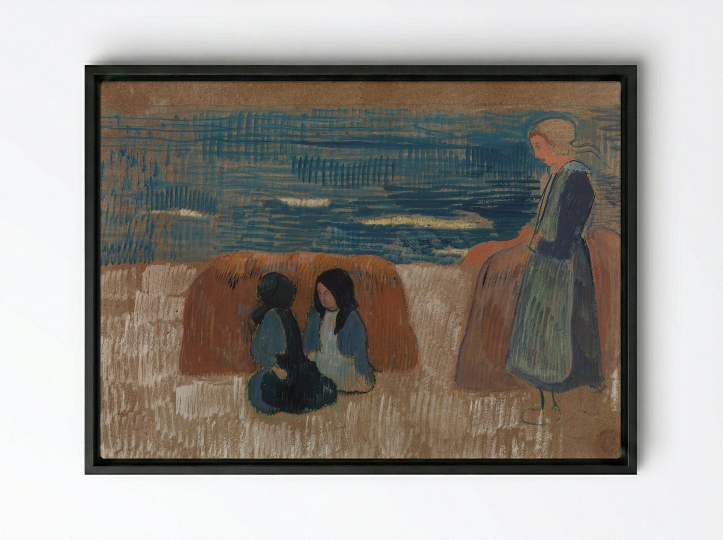 Breton Women by the Sea - Paul Sérusier - Framed Canvas Black