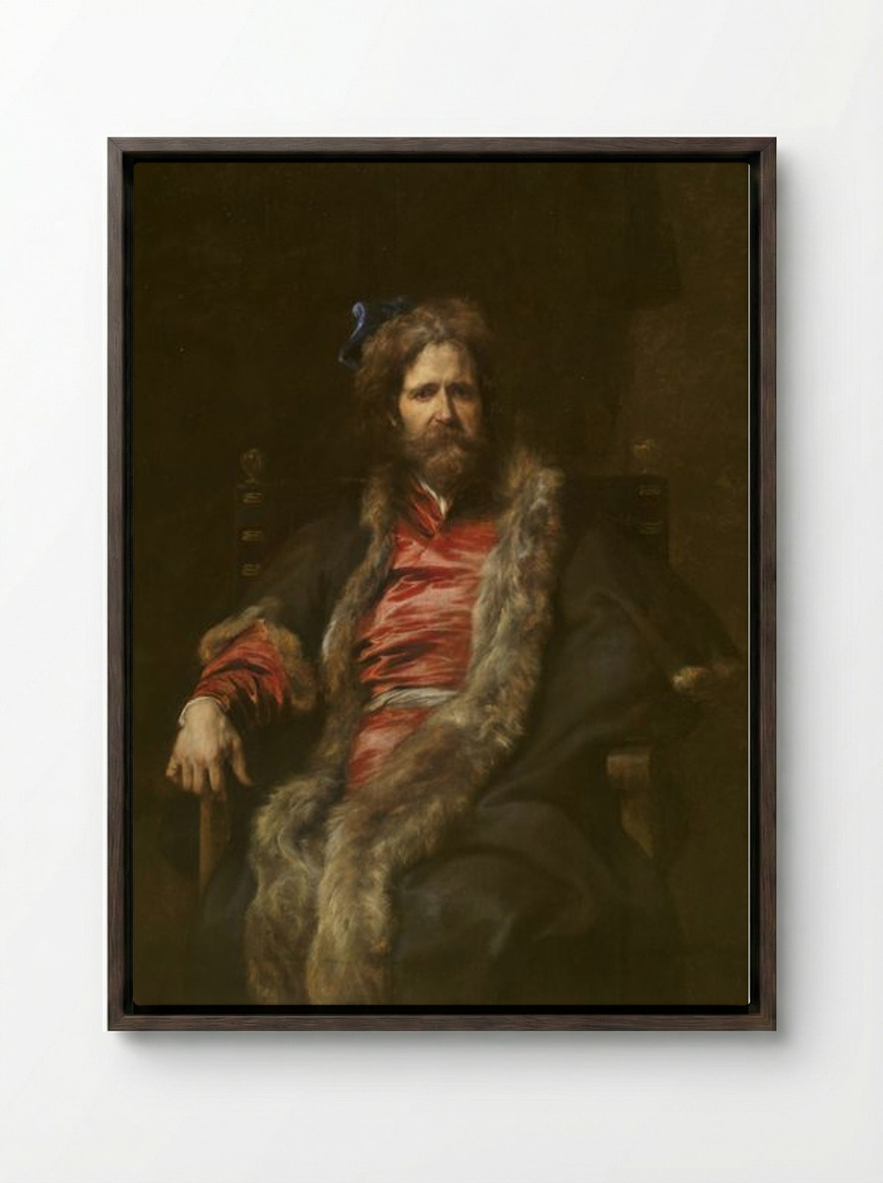 Portrait of Martin Ryckaert - Anthony van Dyck - Framed Canvas Dark Wood