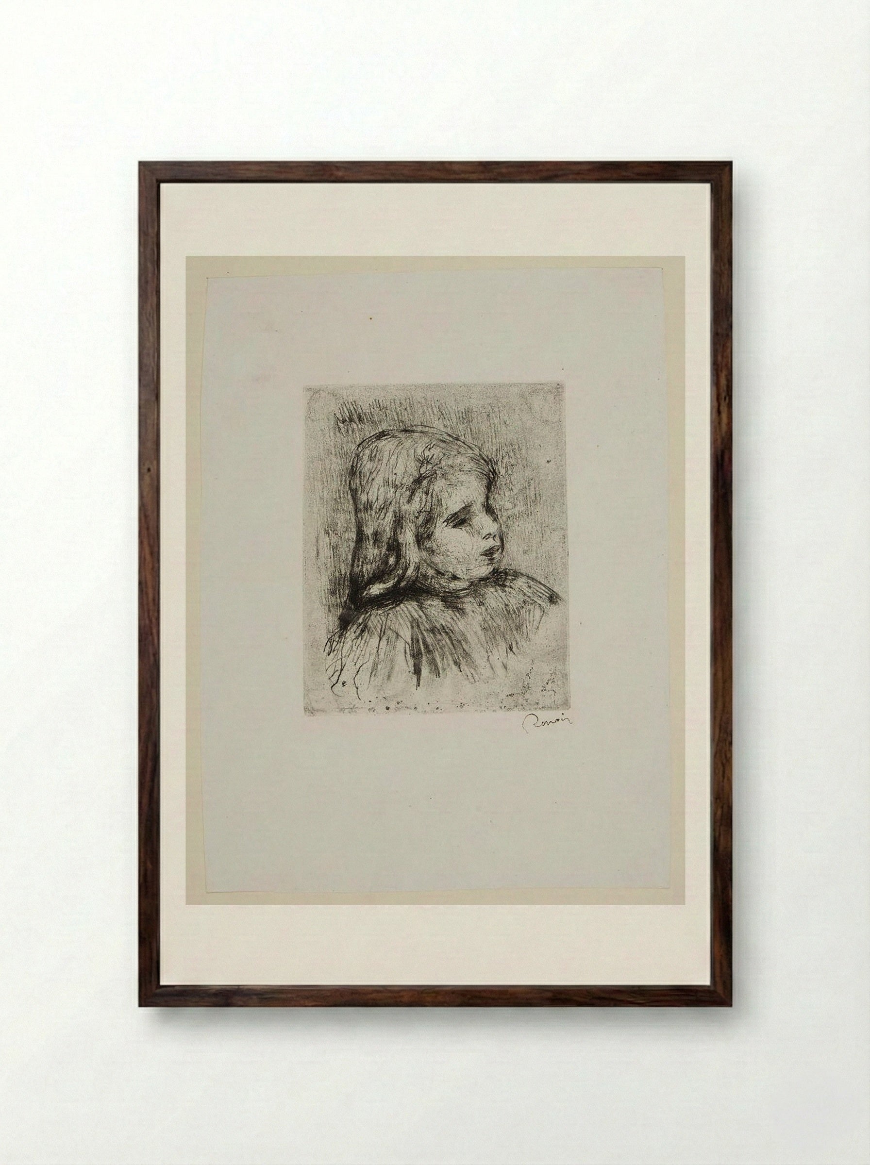 Claude Renoir, three-quarters right - Pierre-Auguste Renoir - Framed Print Dark Wood
