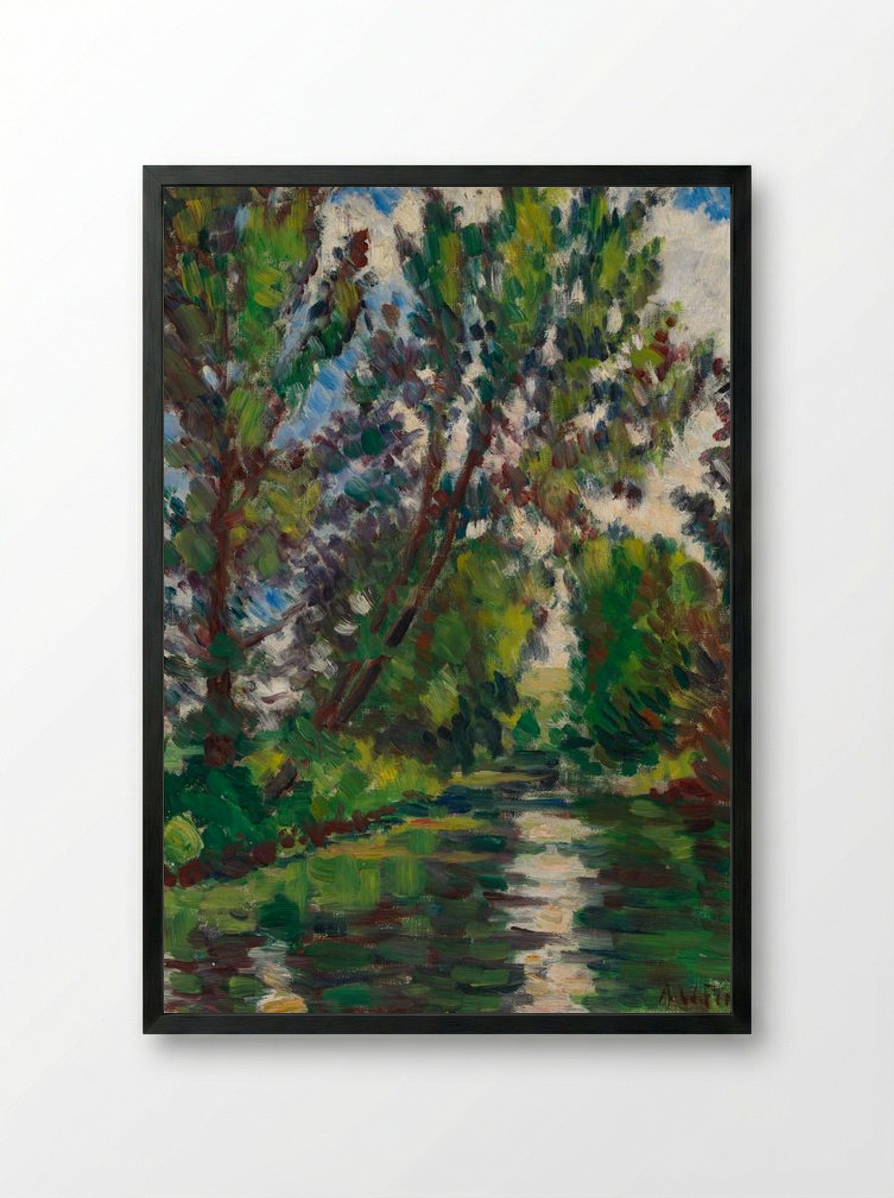 River Landscape - Alfred William Finch - Framed Print Black