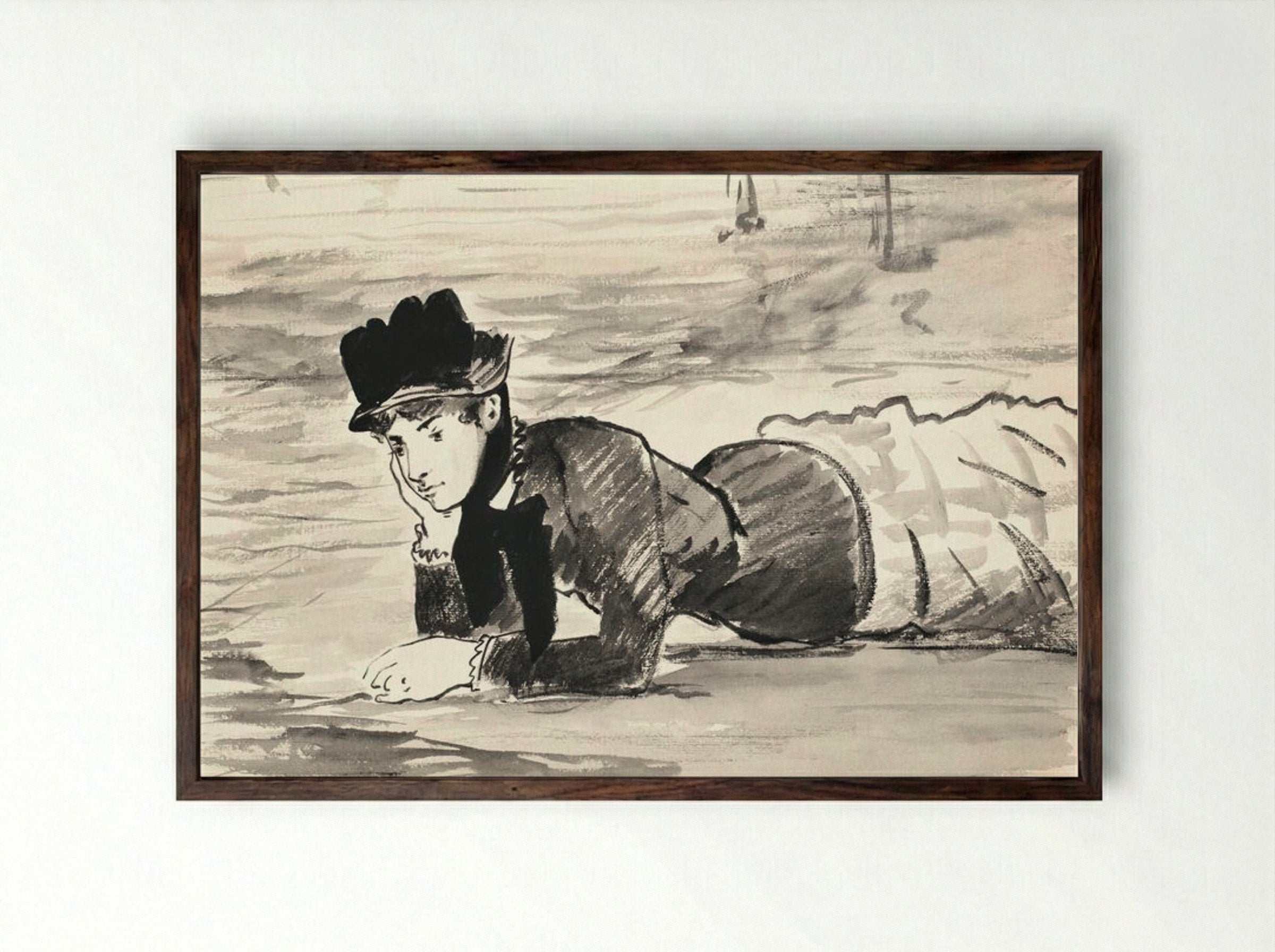 Annabel Lee - Édouard Manet - Framed Print Dark Wood