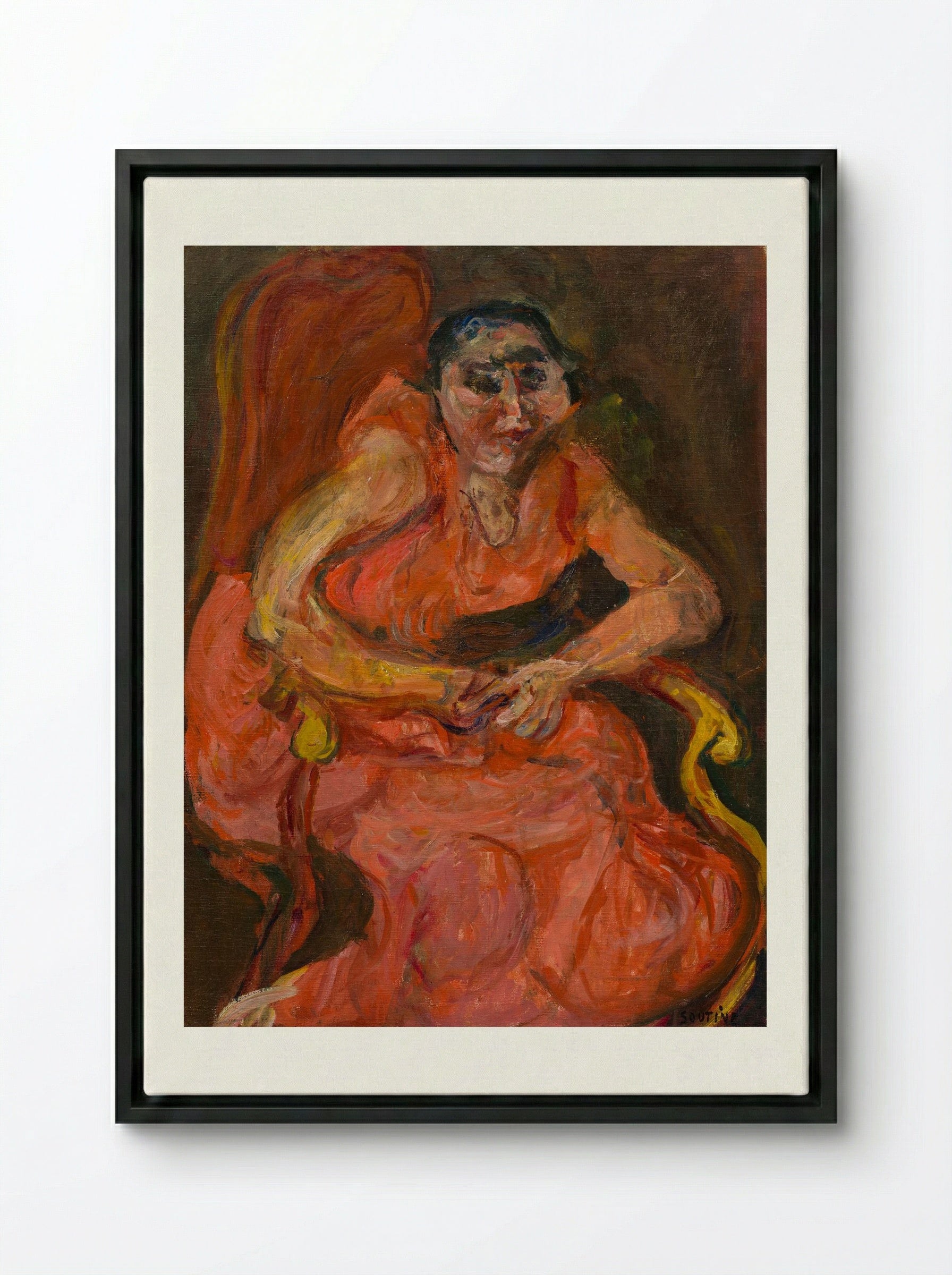 Woman in Pink - Chaïm Soutine - Framed Canvas Black