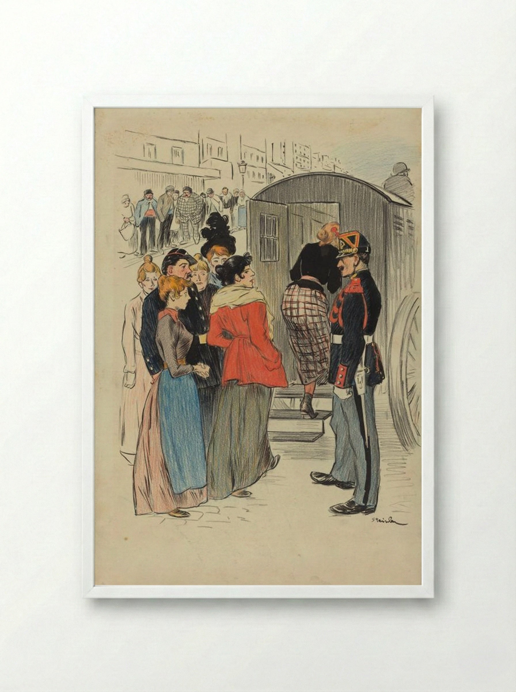 La Rafle - Théophile Alexandre Steinlen - Framed Print White