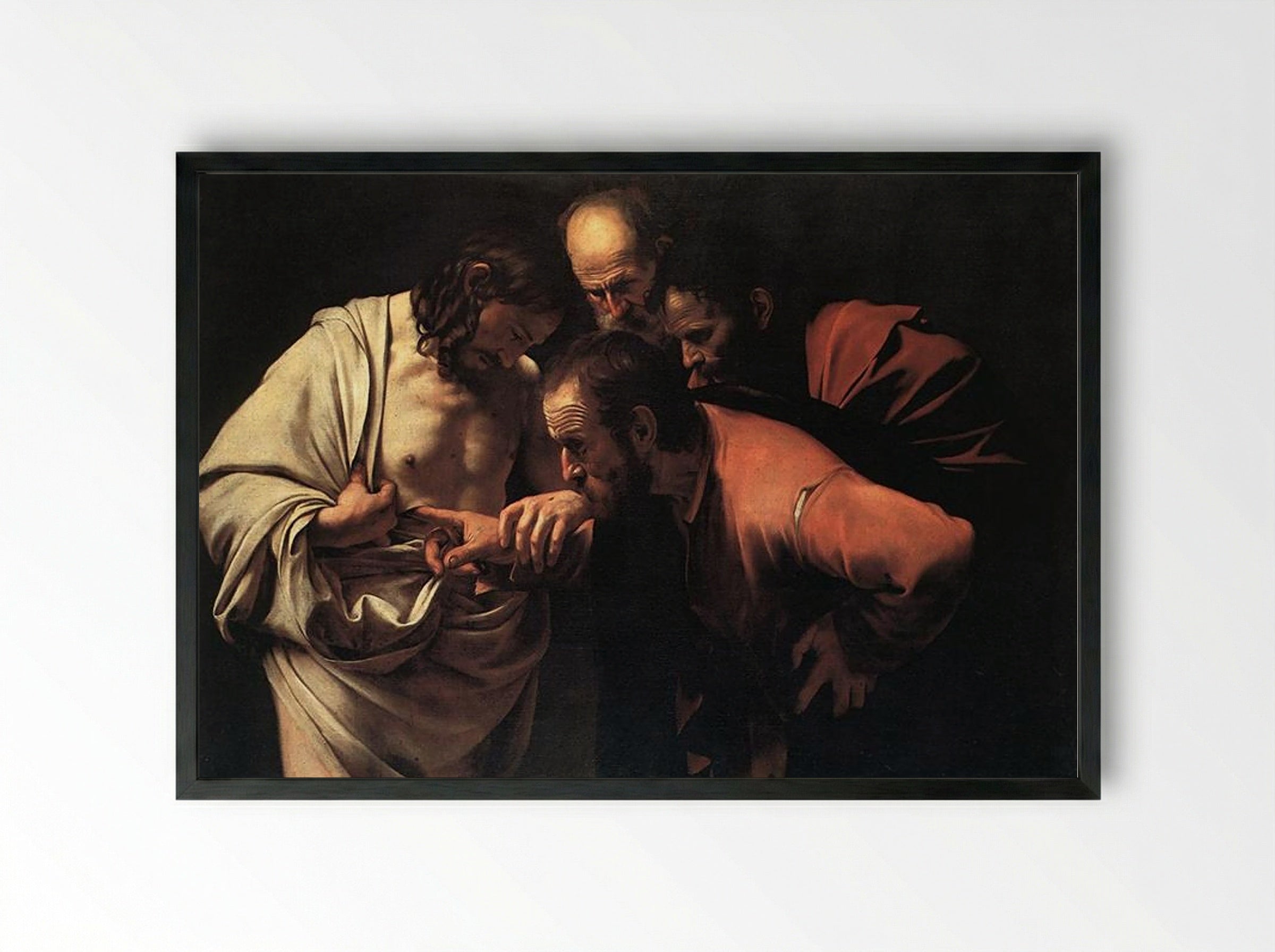 The Incredulity of Saint Thomas - Caravaggio - Framed Print Black