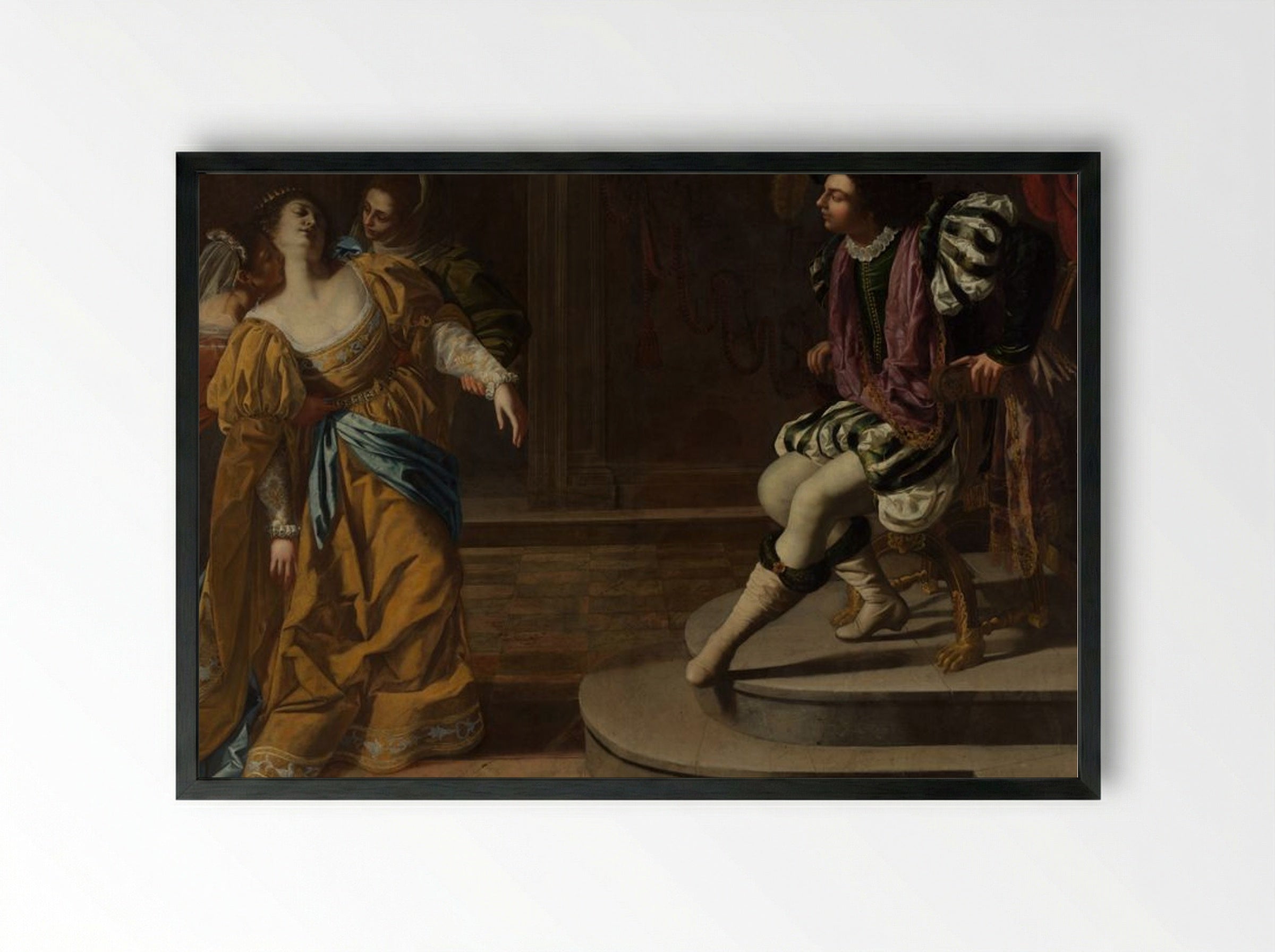 Esther before Ahasuerus - Artemisia Gentileschi - Framed Print Black