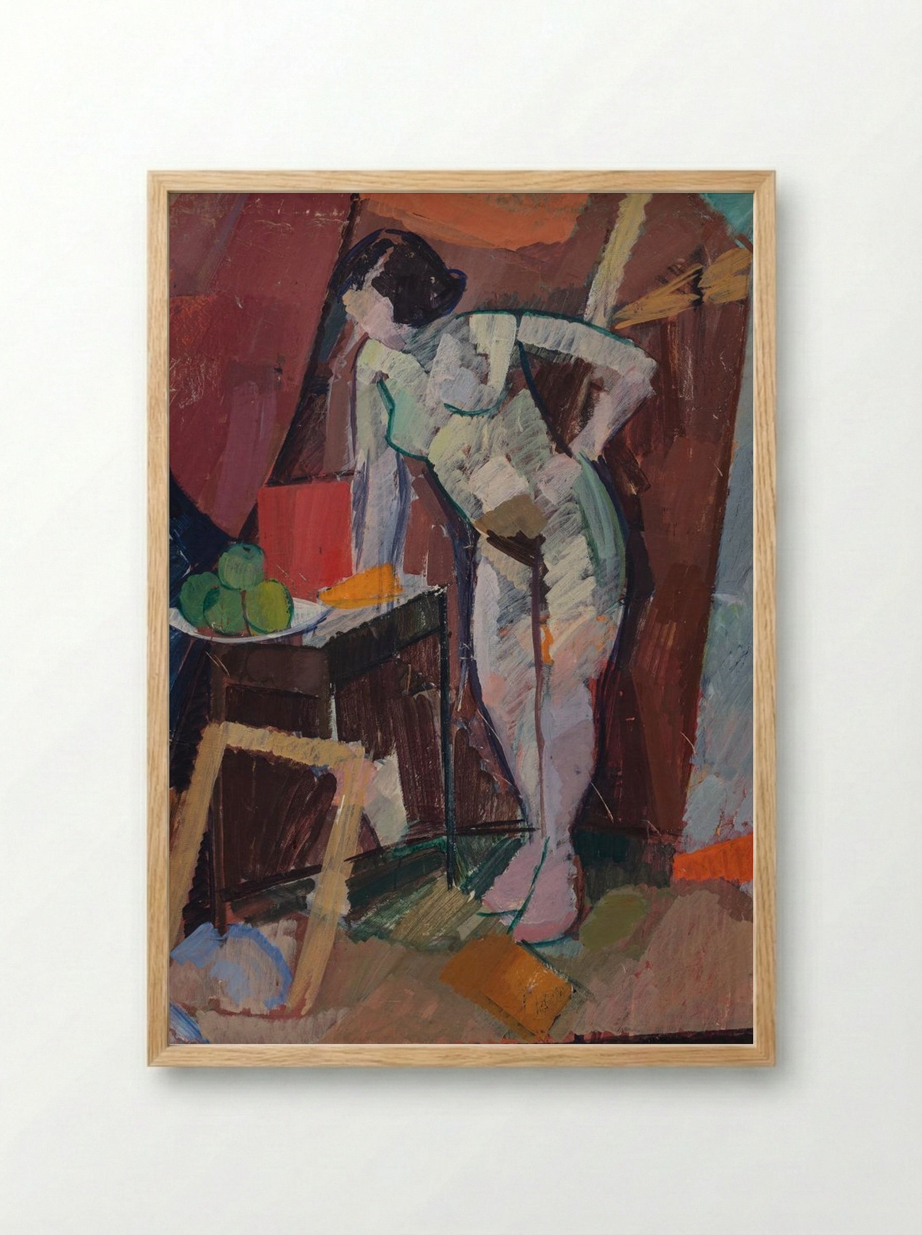 Standing Female Nude - Edvard Weie - Framed Print Wood