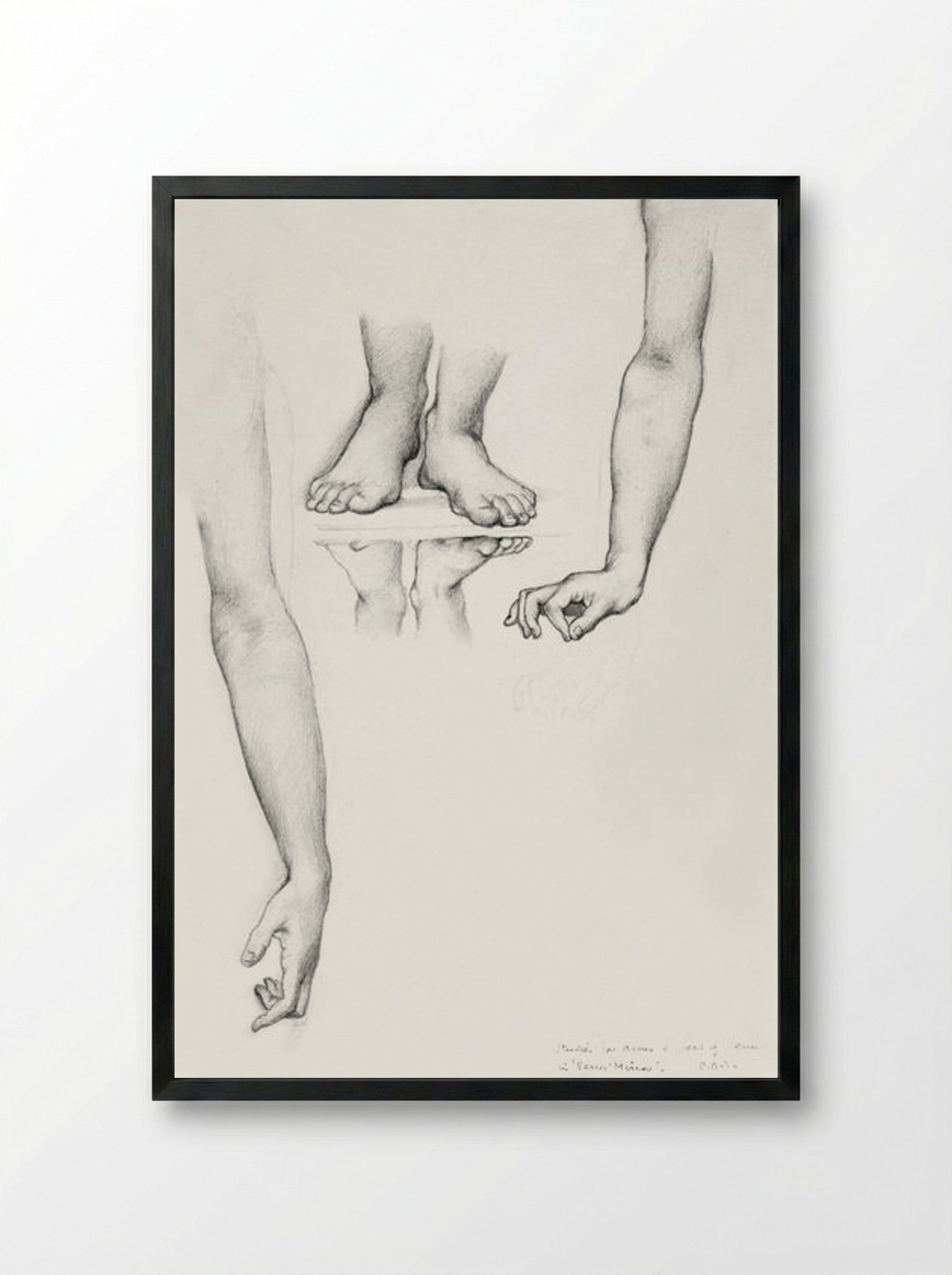 Study for 'The Mirror of Venus' (Arms and Feet) - Edward Burne-Jones - Framed Print Black