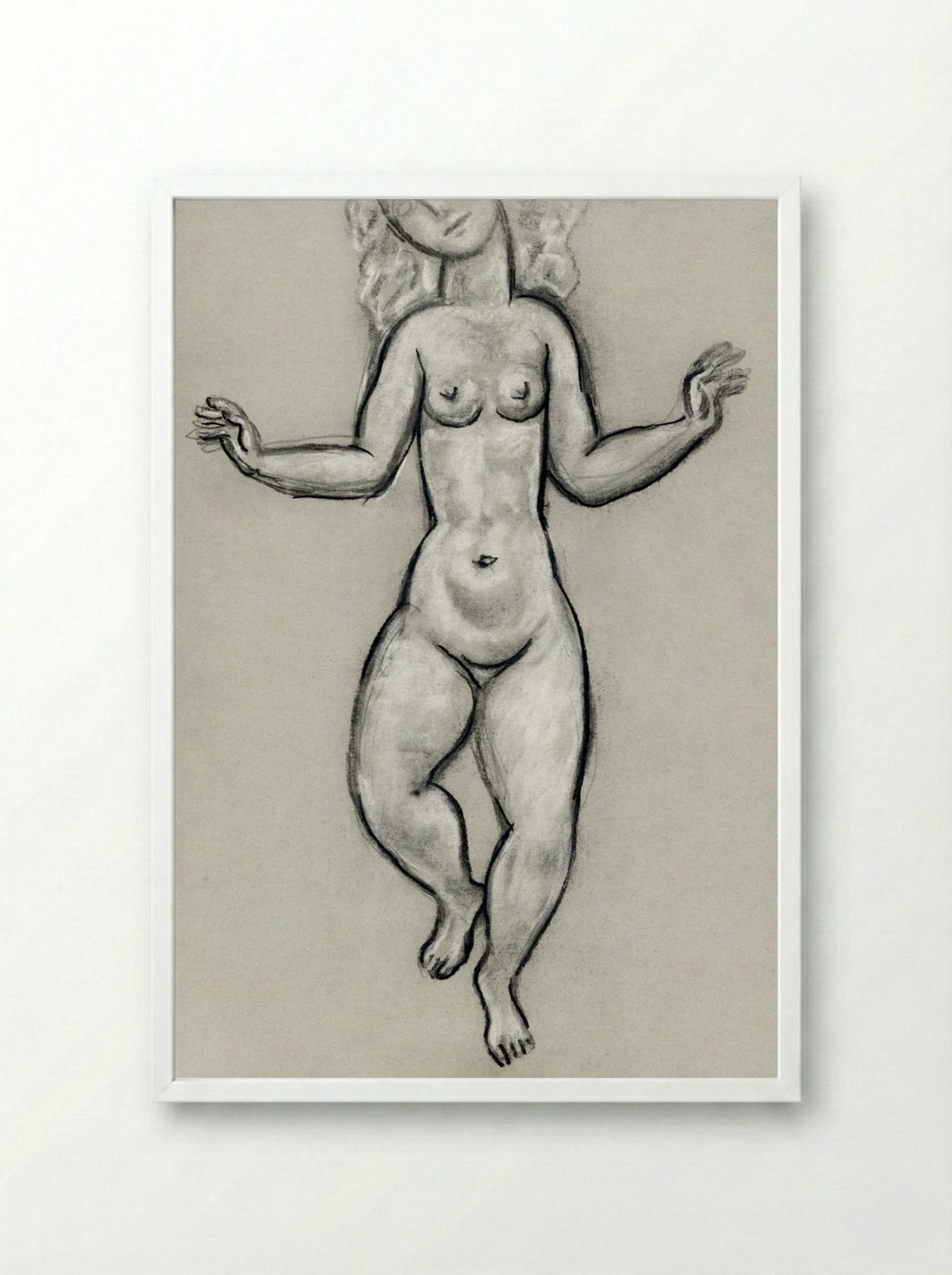 Dancing Naked Woman - Leo Gestel - Framed Print White