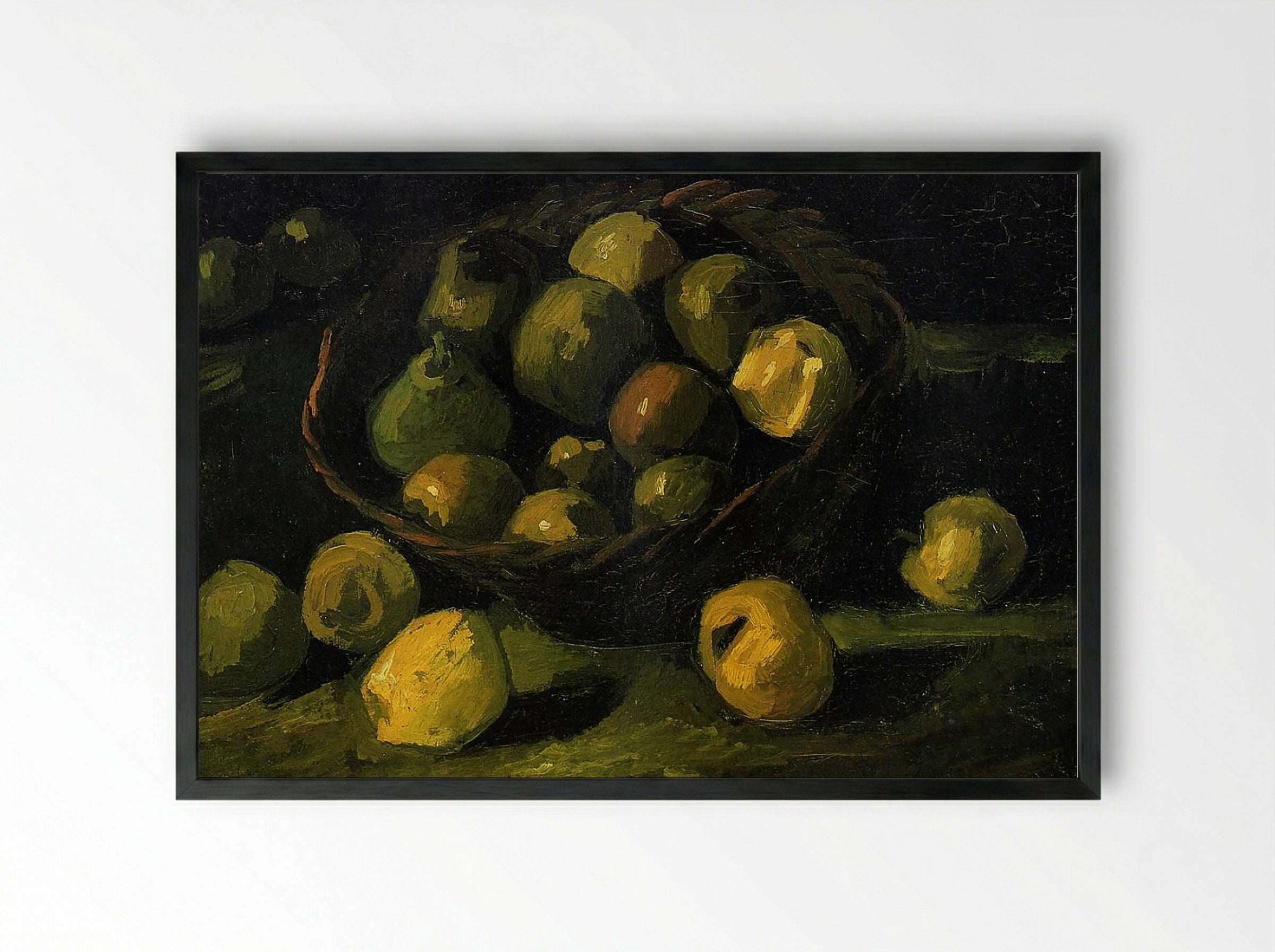 Still Life with Basket of Apples - Vincent van Gogh - Framed Print Black