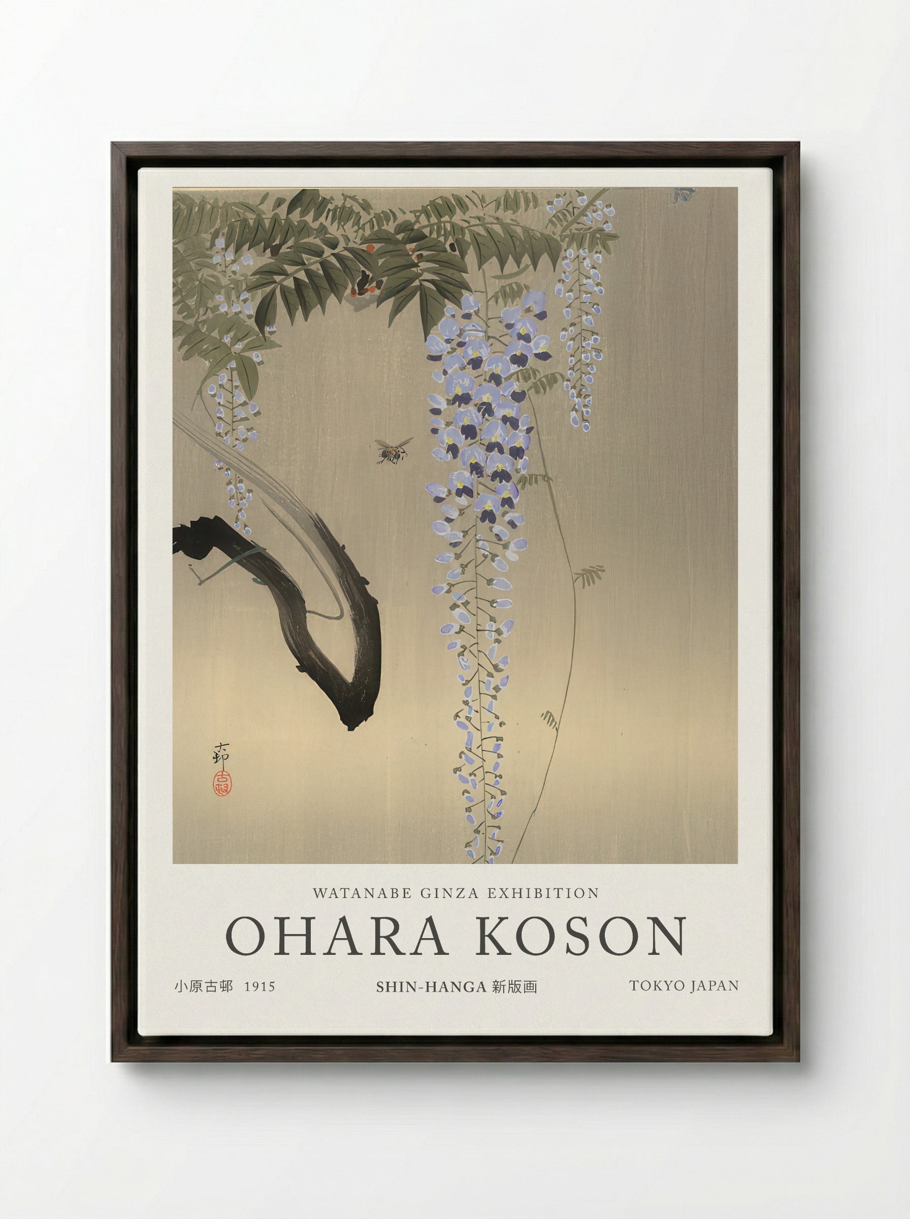 Wisteria And Bee - Ohara Koson