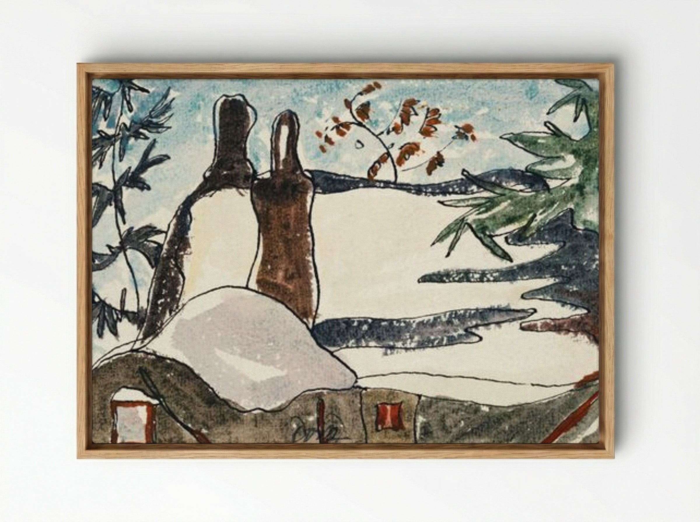 Snowy Rooftops and Trees - Arthur Dove - Framed Canvas Wood