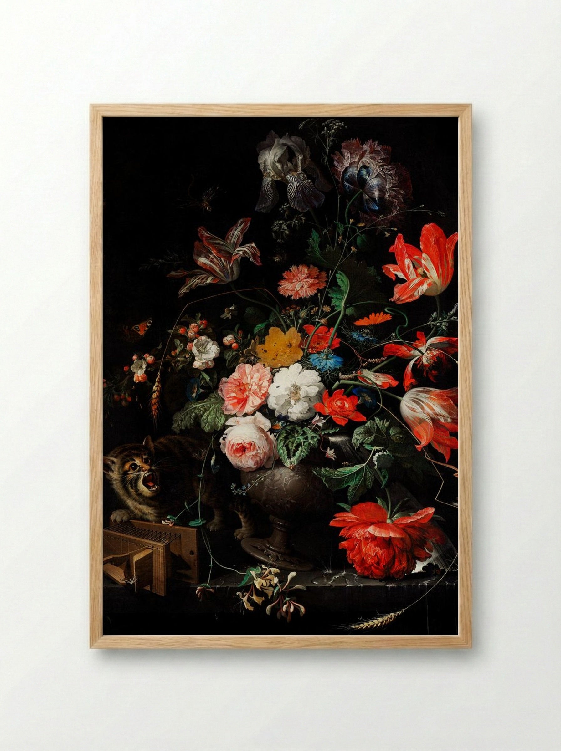 The Overturned Bouquet - Abraham Mignon - Framed Print Wood