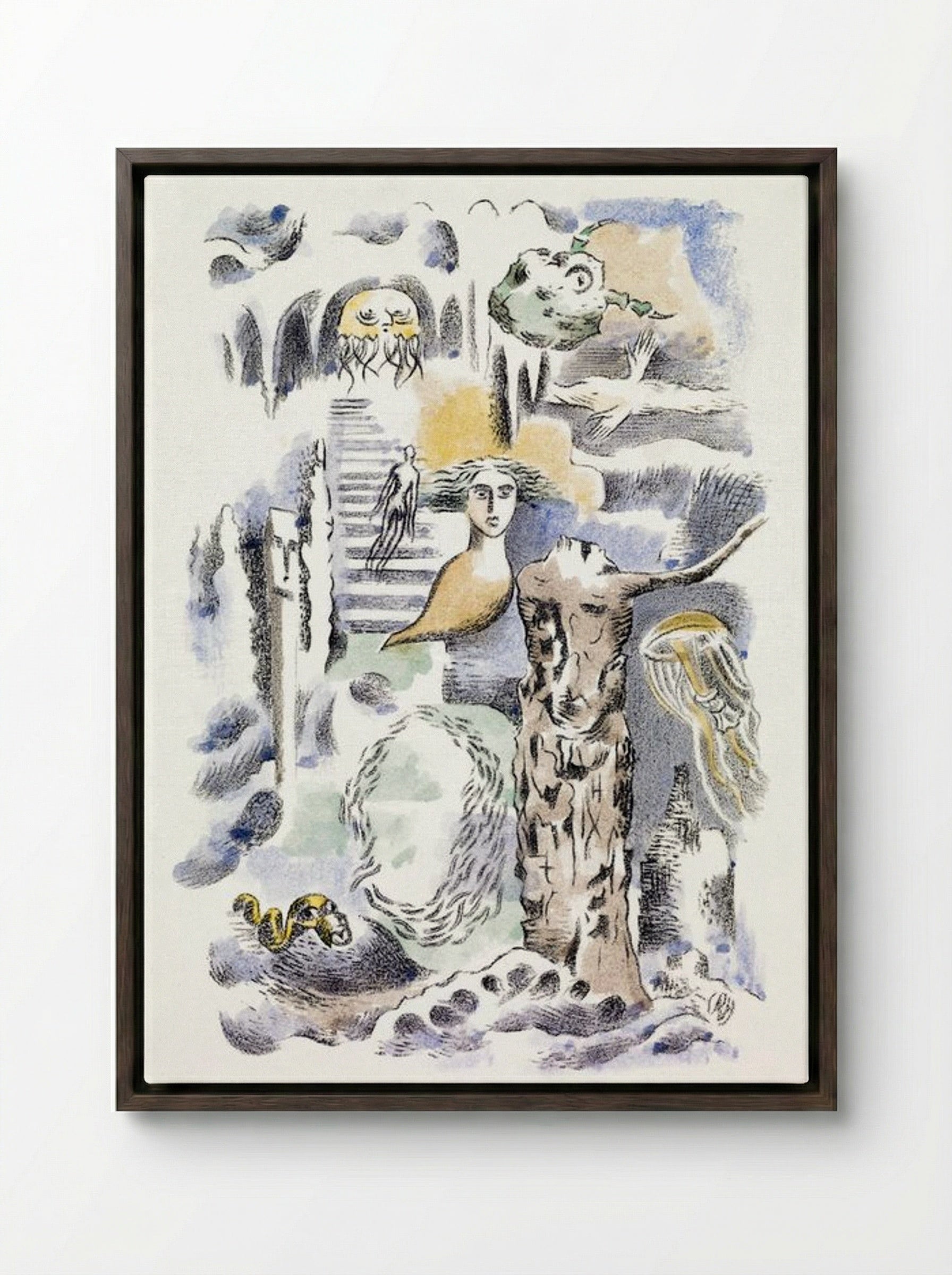 Design for Urne Buriall and Ghosts - Paul Nash - Framed Canvas Dark Wood