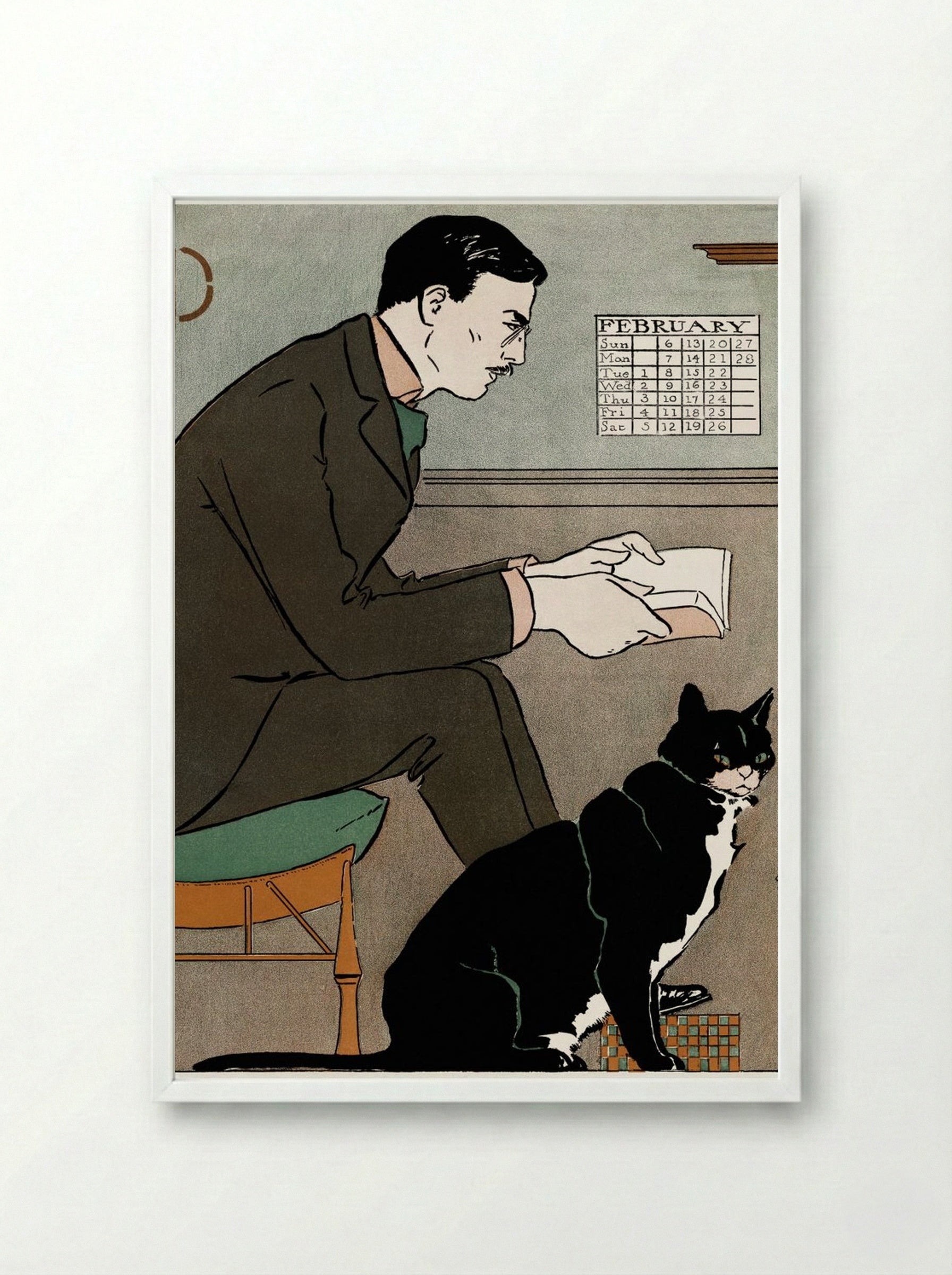 Self-Portrait - Edward Penfield - Framed Print White