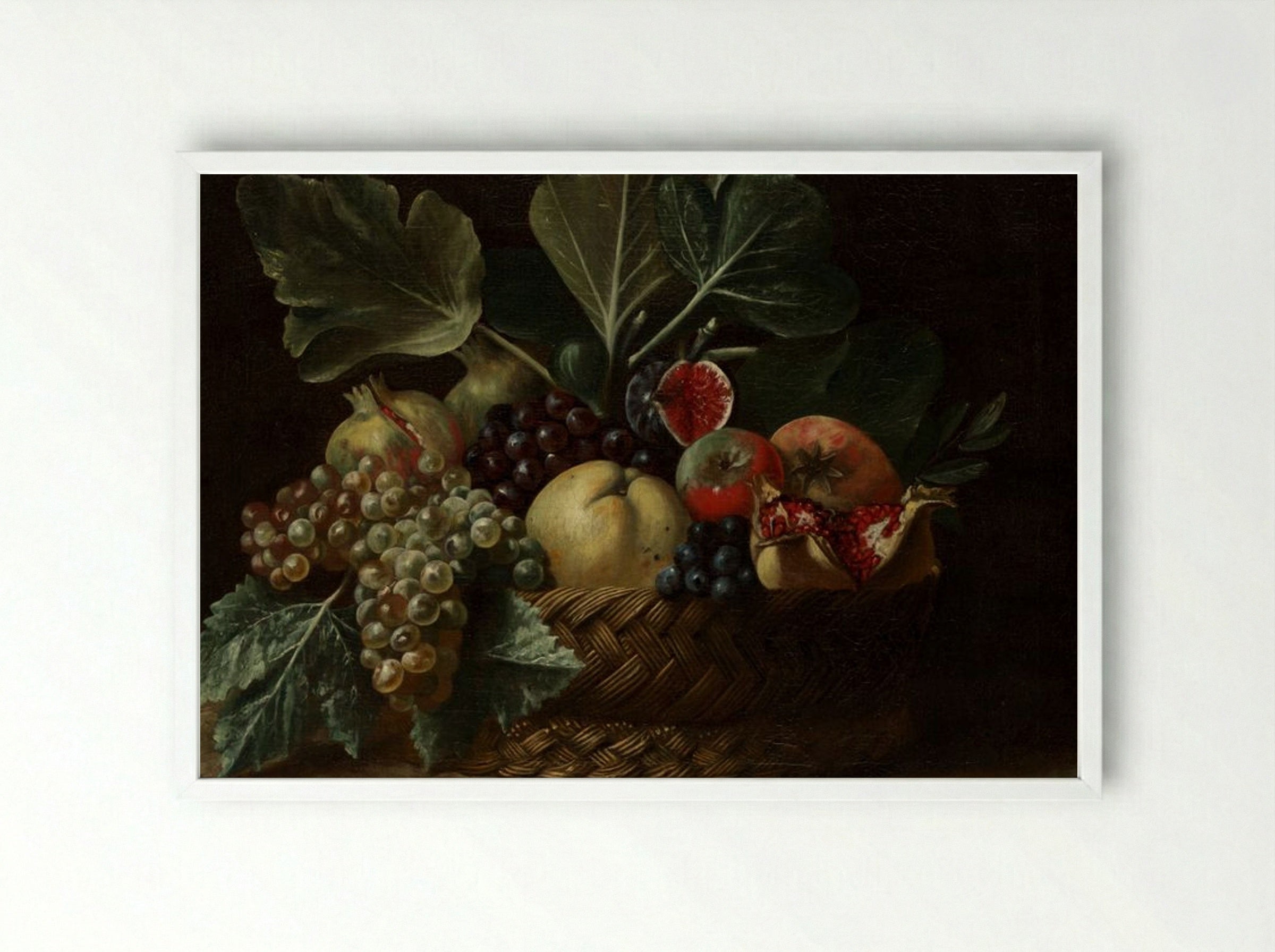 Basket of Fruit - Fine Art Print - Framed Print White