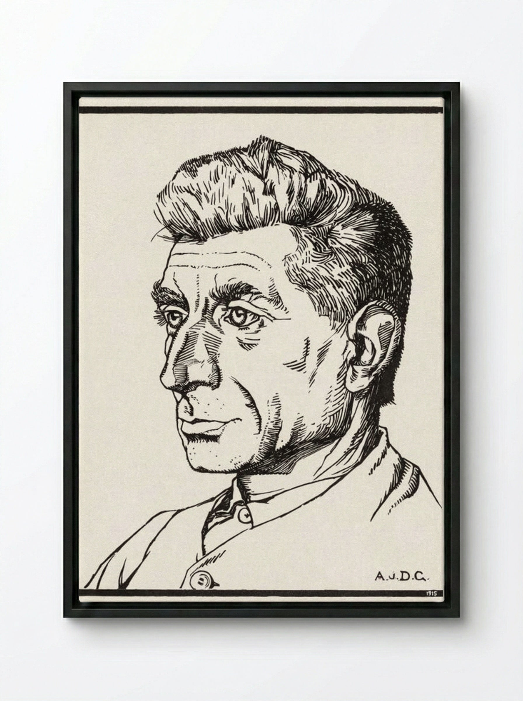Portrait of a Man - Julie de Graag - Framed Canvas Black