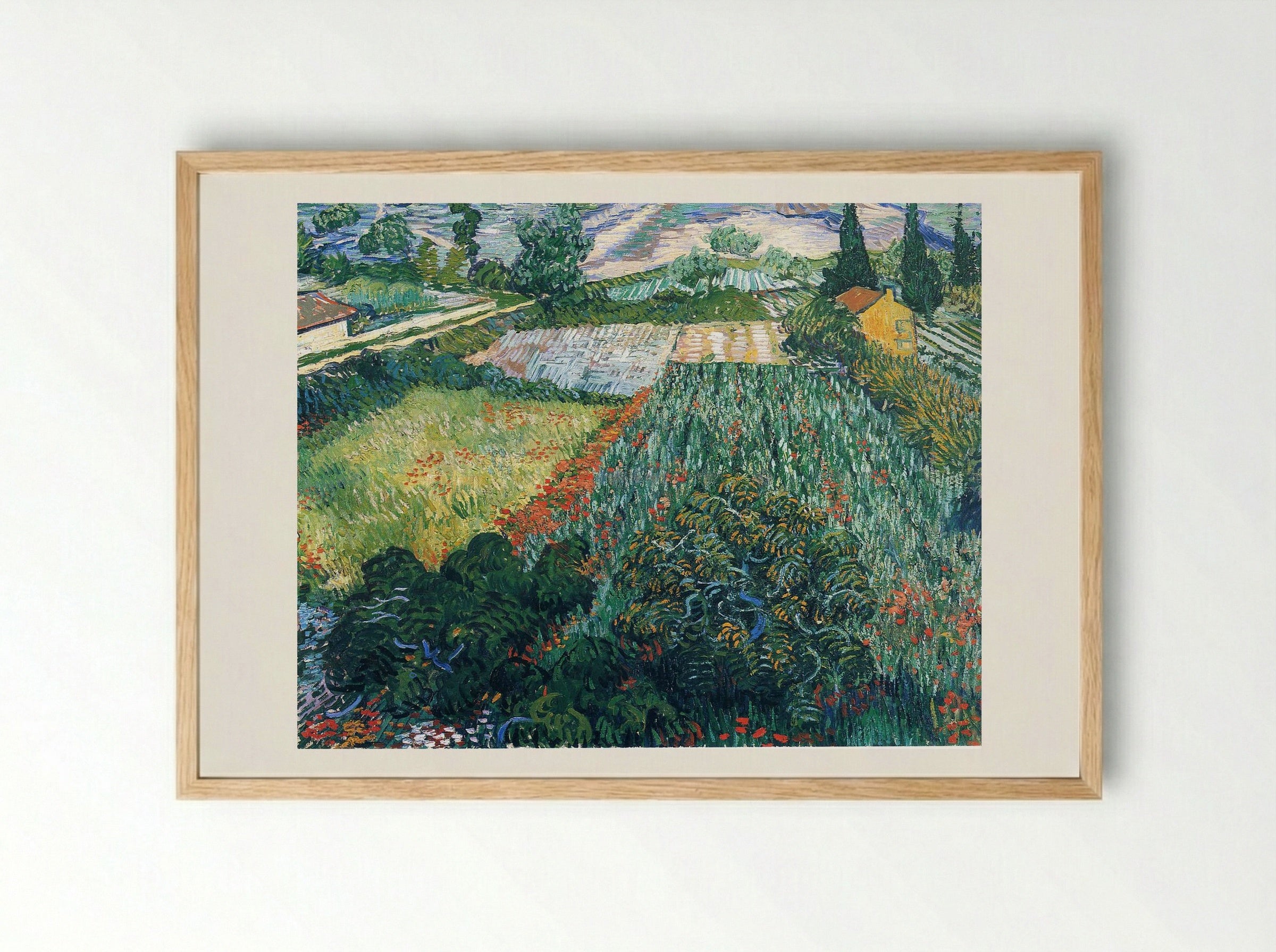 Field with Poppies - Vincent van Gogh - Framed Print Wood