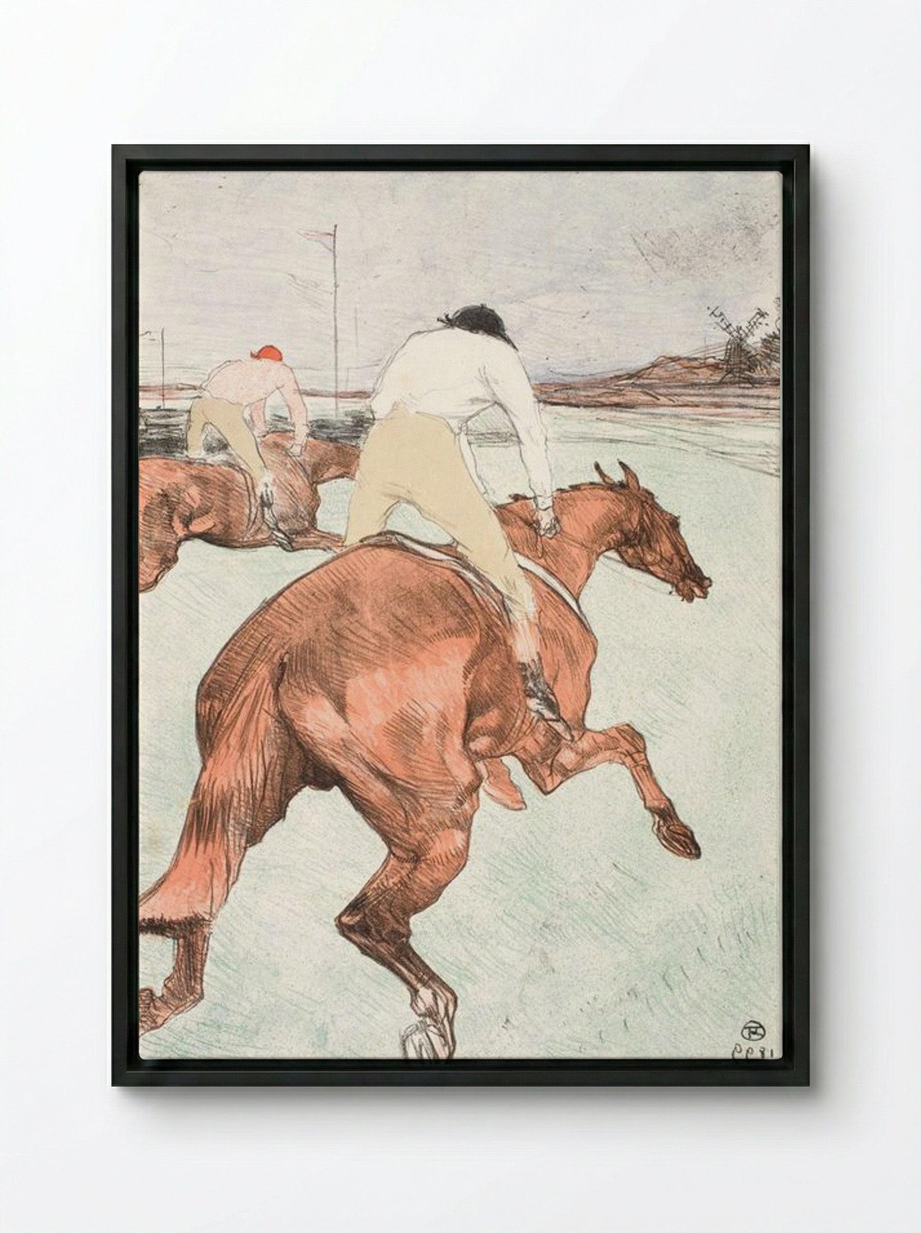 Le Jockey - Henri de Toulouse-Lautrec - Framed Canvas Black