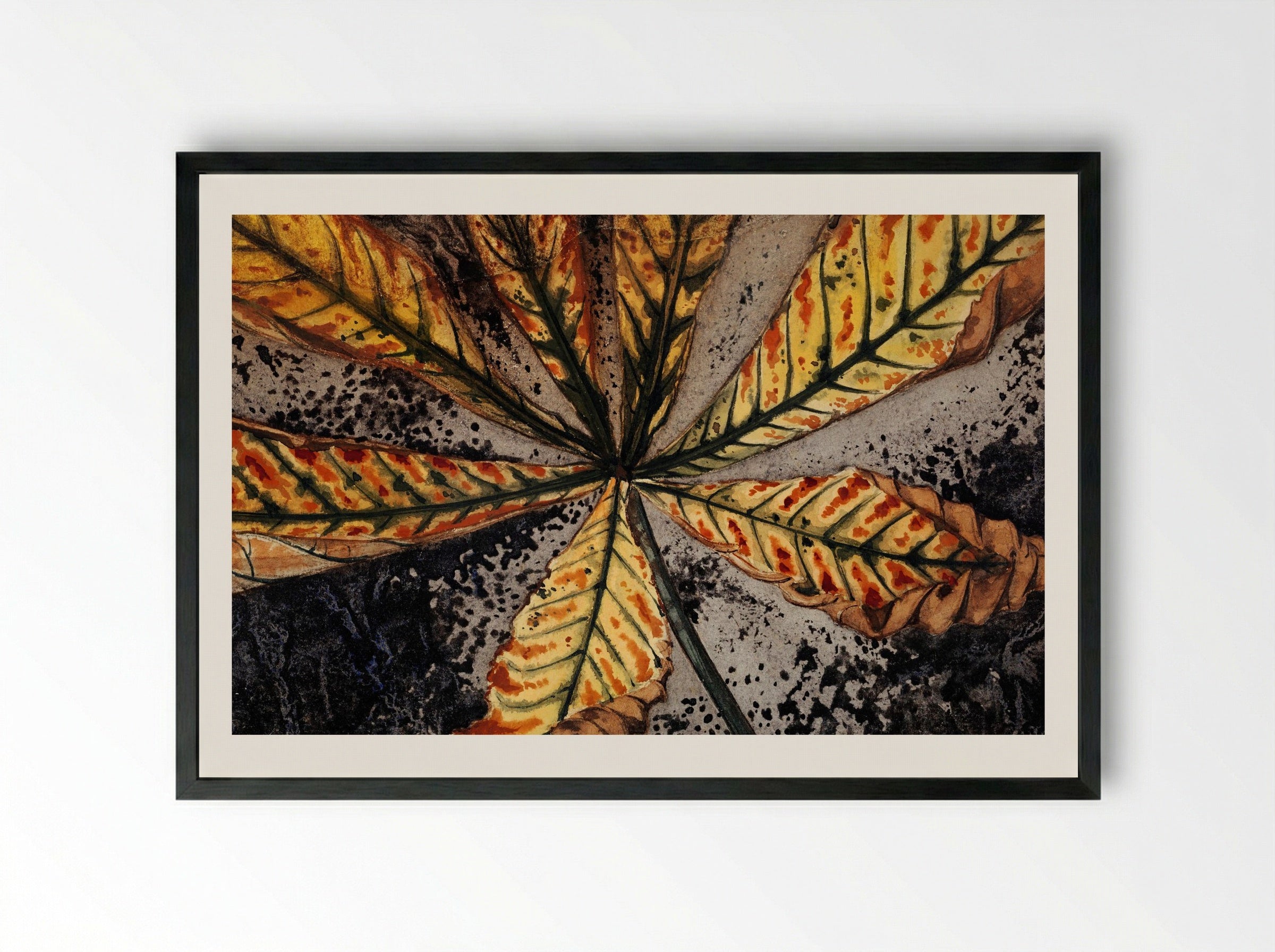 Chestnut Leaf - Julie de Graag - Framed Print Black