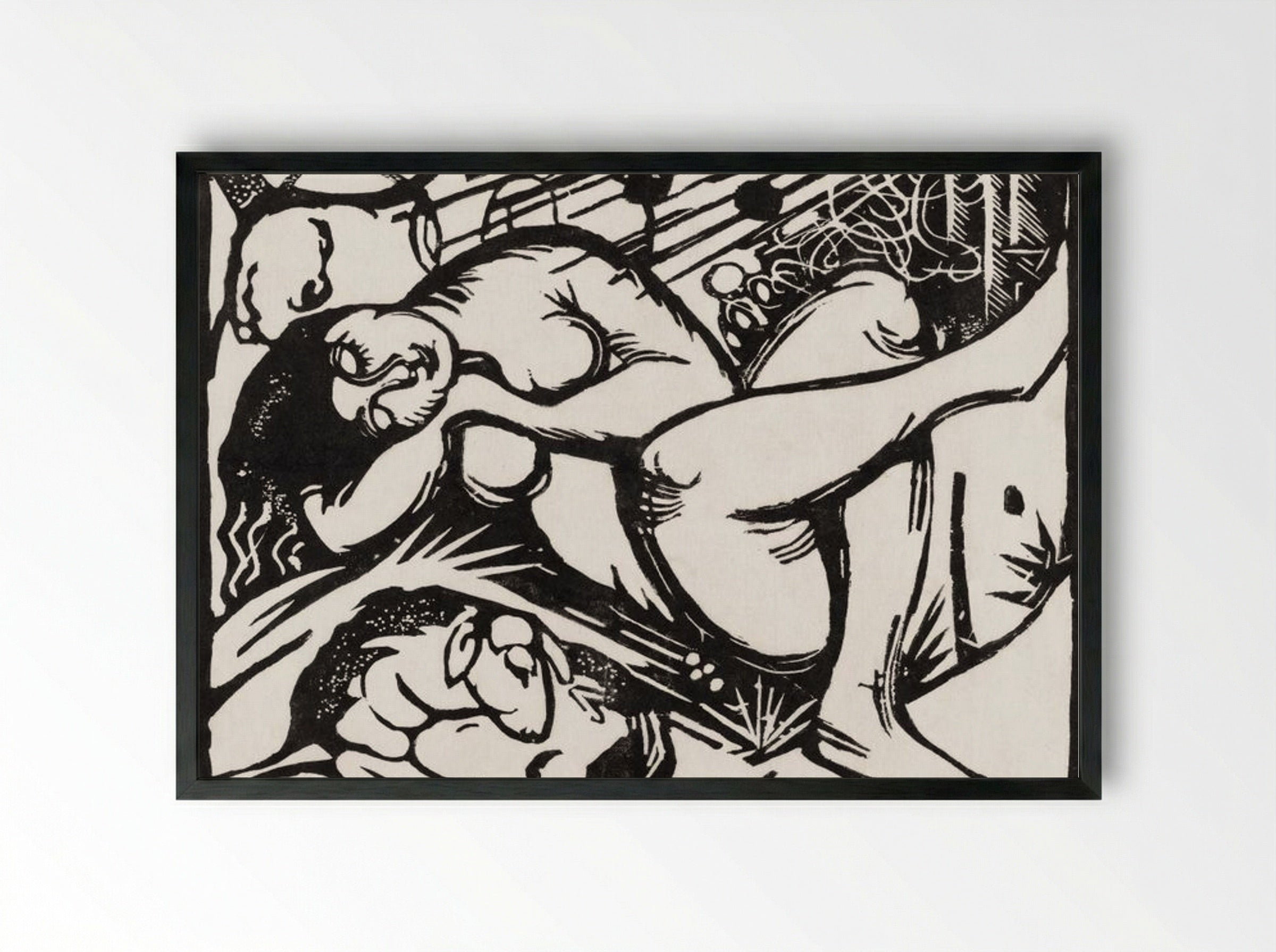 Sleeping Shepherdess - Franz Marc - Framed Print Black