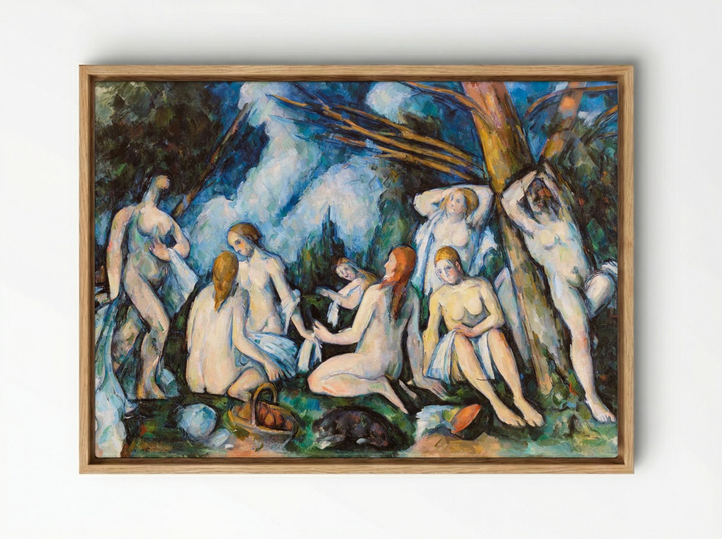 The Large Bathers (Les Grandes Baigneuses) - Paul Cézanne - Framed Canvas Wood