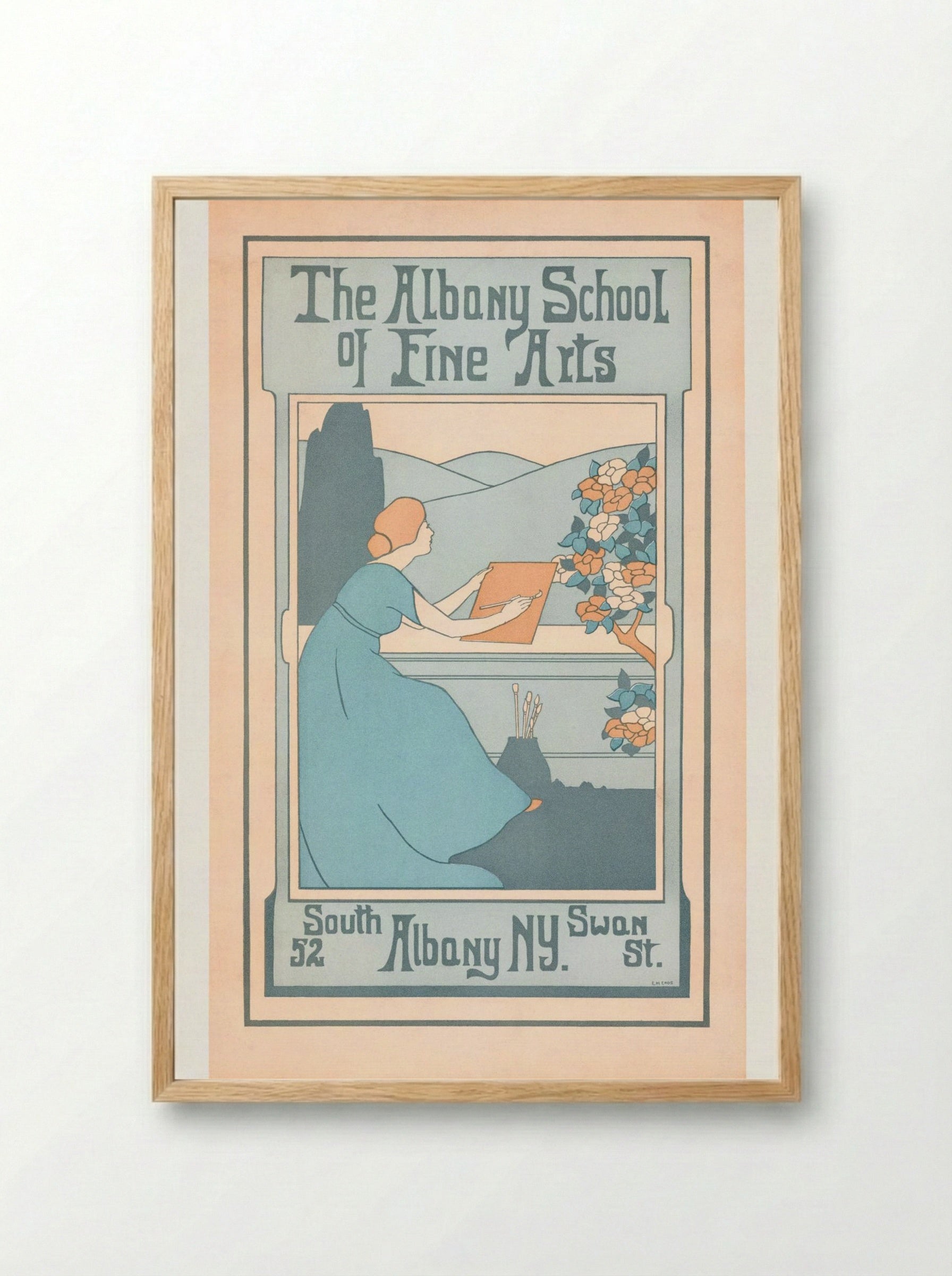The Albany School of Fine Arts, 52 South Swan St., Albany, NY - E.M. Enos - Framed Print Wood
