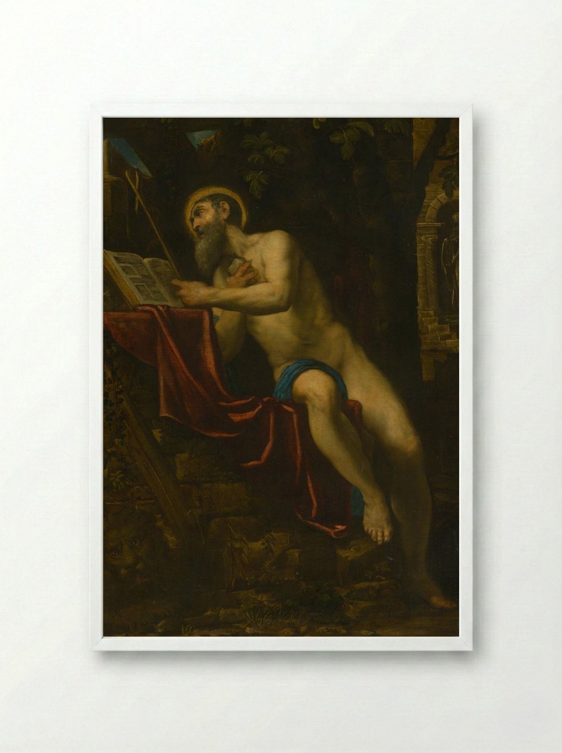 Saint Jerome - Jusepe de Ribera - Framed Print White