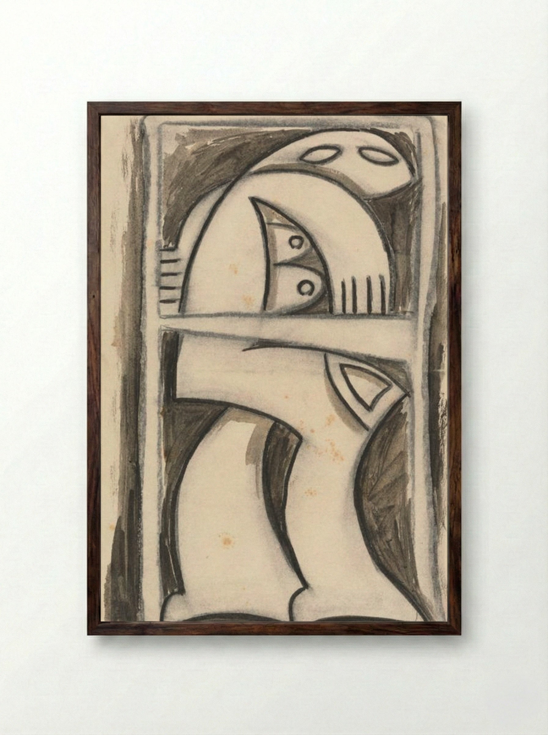 Standing Female Figure (Study) - Pablo Picasso - Framed Print Dark Wood