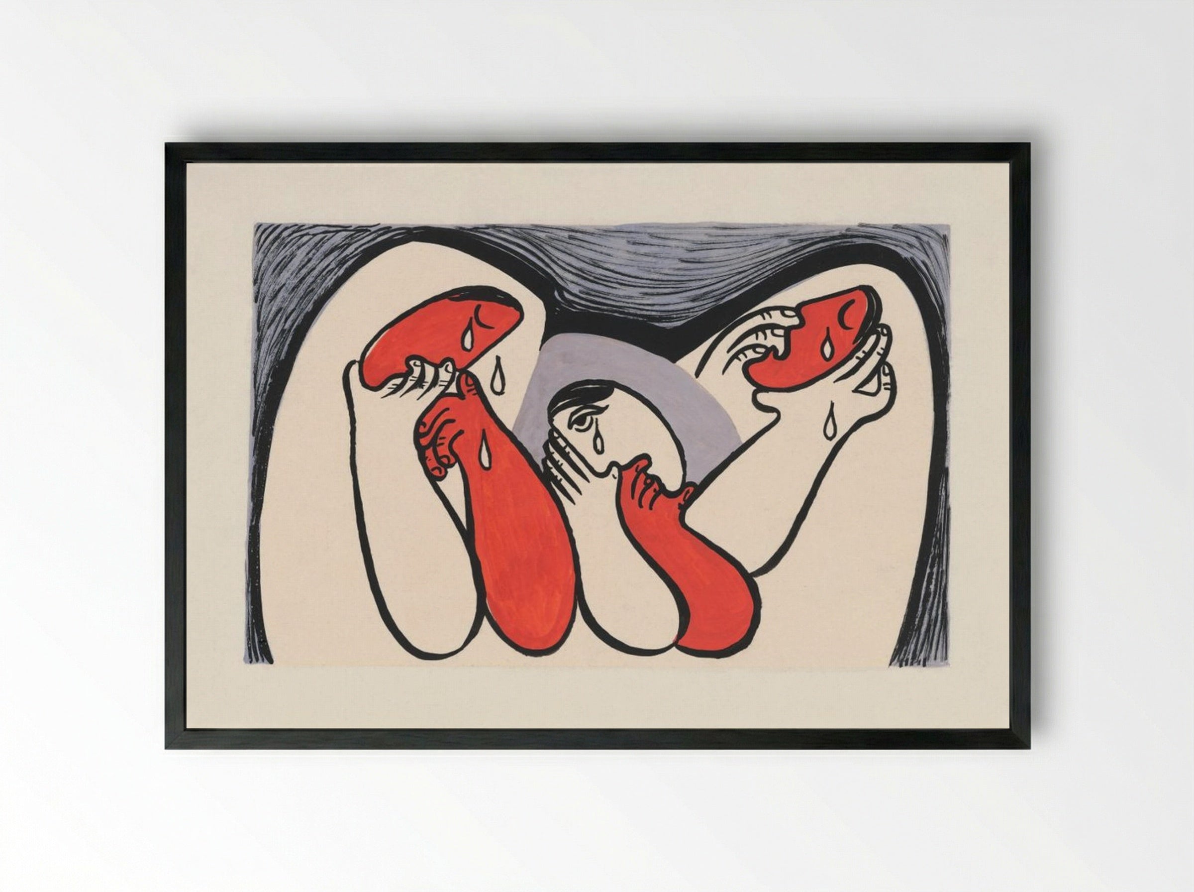 Crying Women - Mikuláš Galanda - Framed Print Black