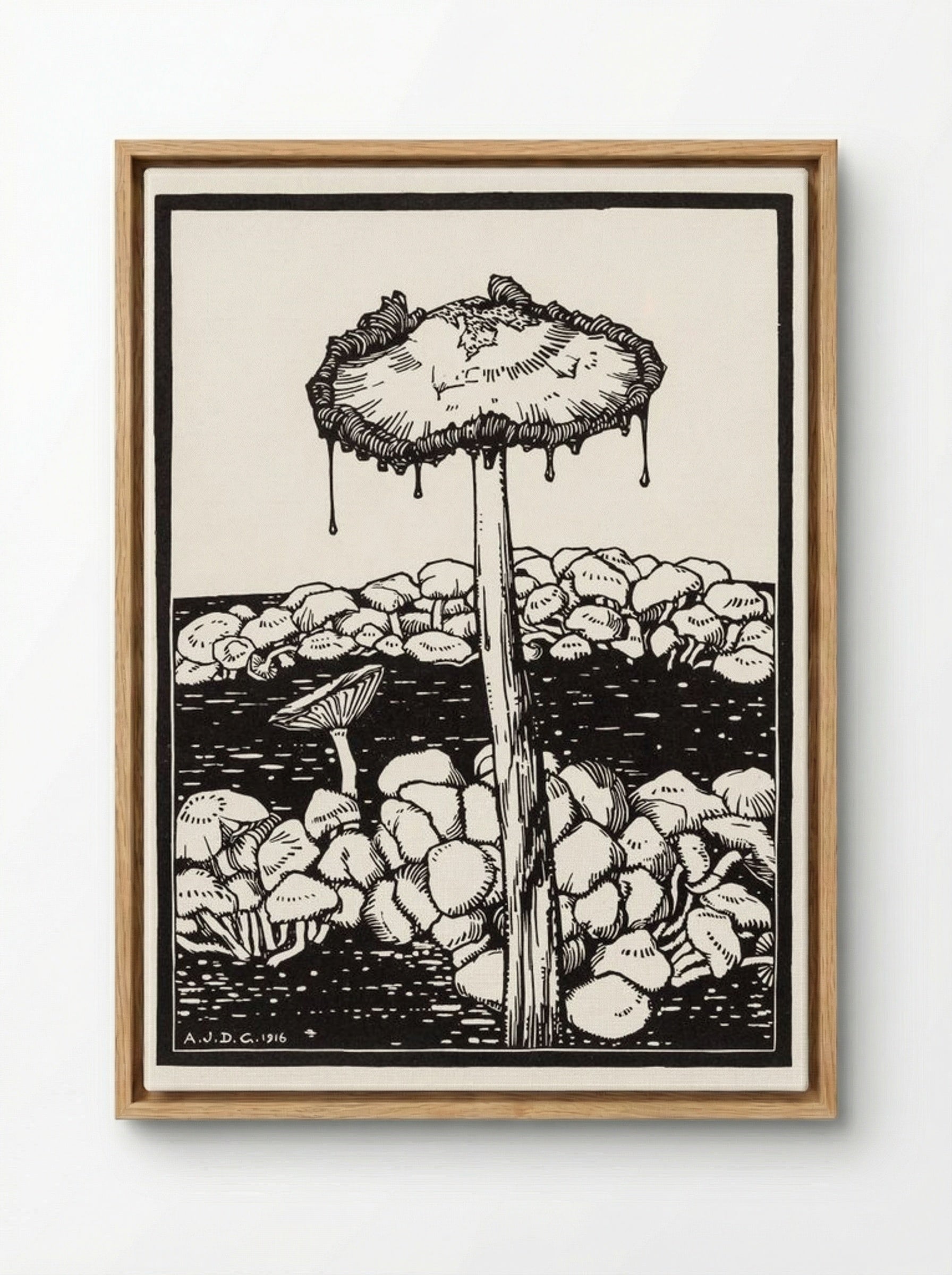 Dripping Mushroom - Julie de Graag - Framed Canvas Wood