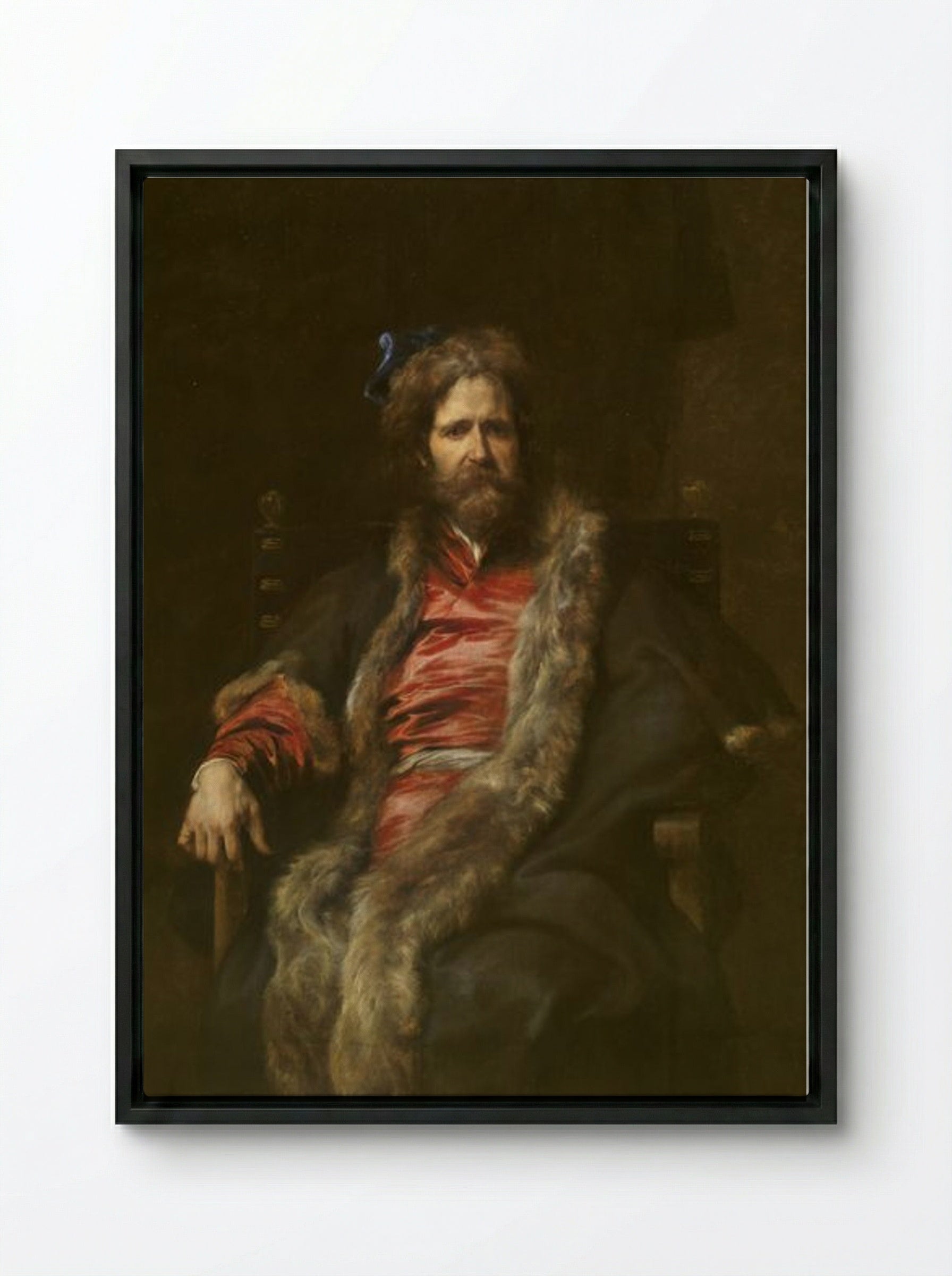 Portrait of Martin Ryckaert - Anthony van Dyck - Framed Canvas Black