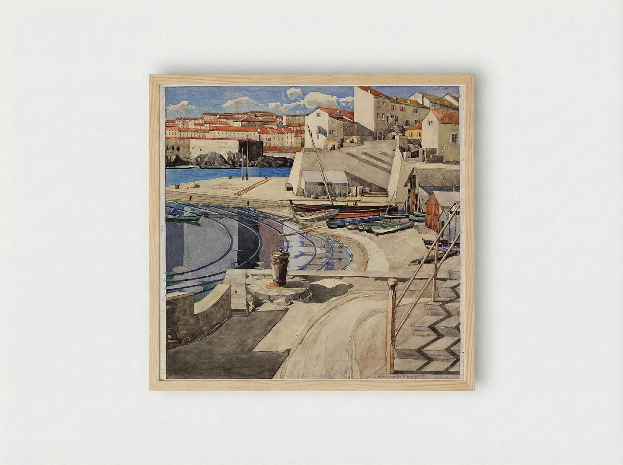The Little Bay, Port Vendres - Charles Ginner - Framed Print Wood