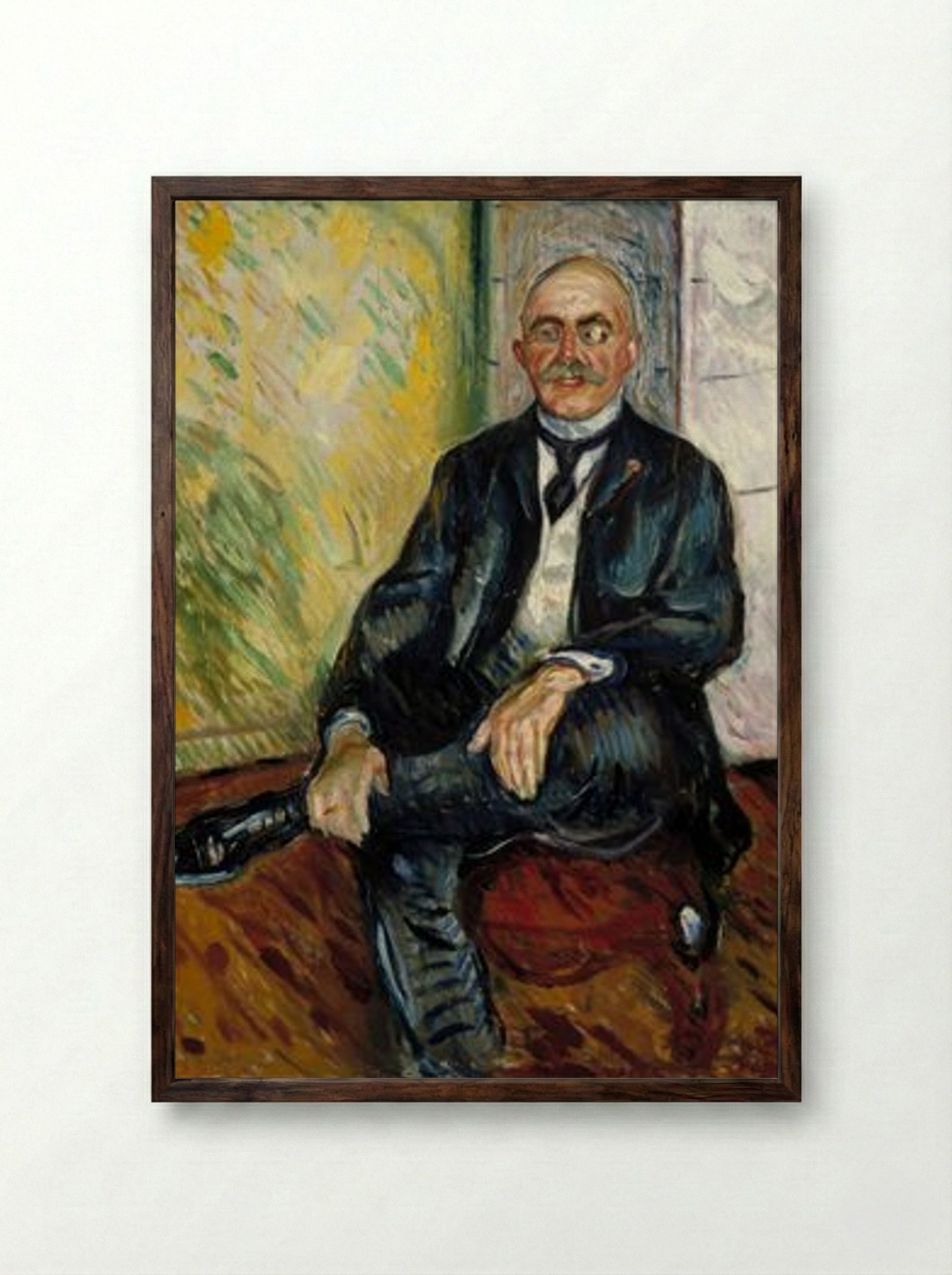 Portrait of Gustaf Schiefler - Edvard Munch - Framed Print Dark Wood