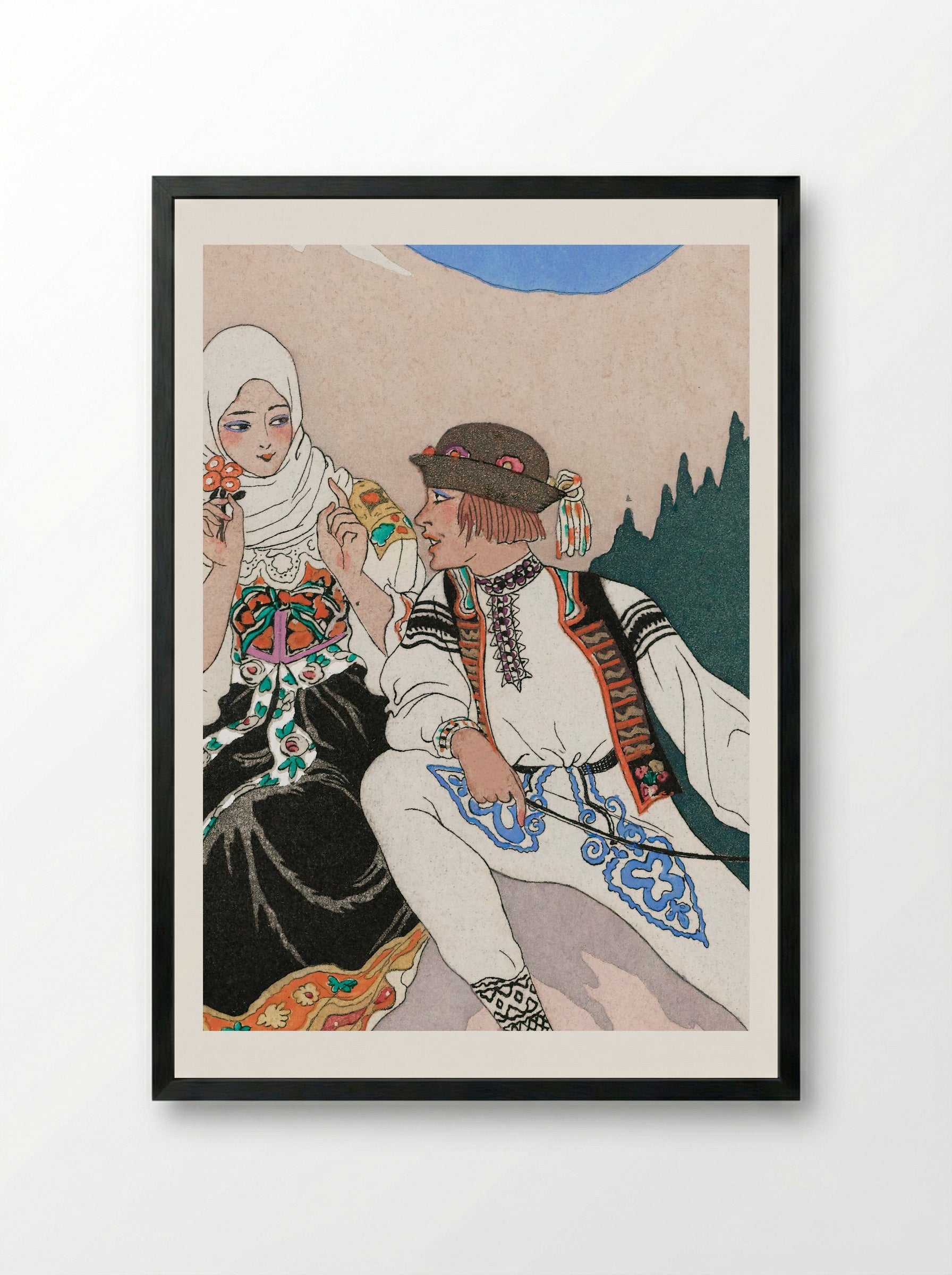 Le Langage des Fleurs - George Barbier - Framed Print Black