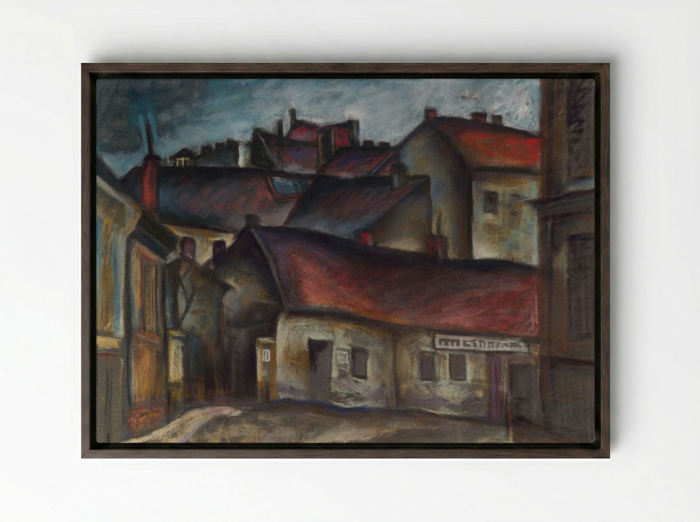 The Outskirts of the City - Konstantin Bauer - Framed Canvas Dark Wood