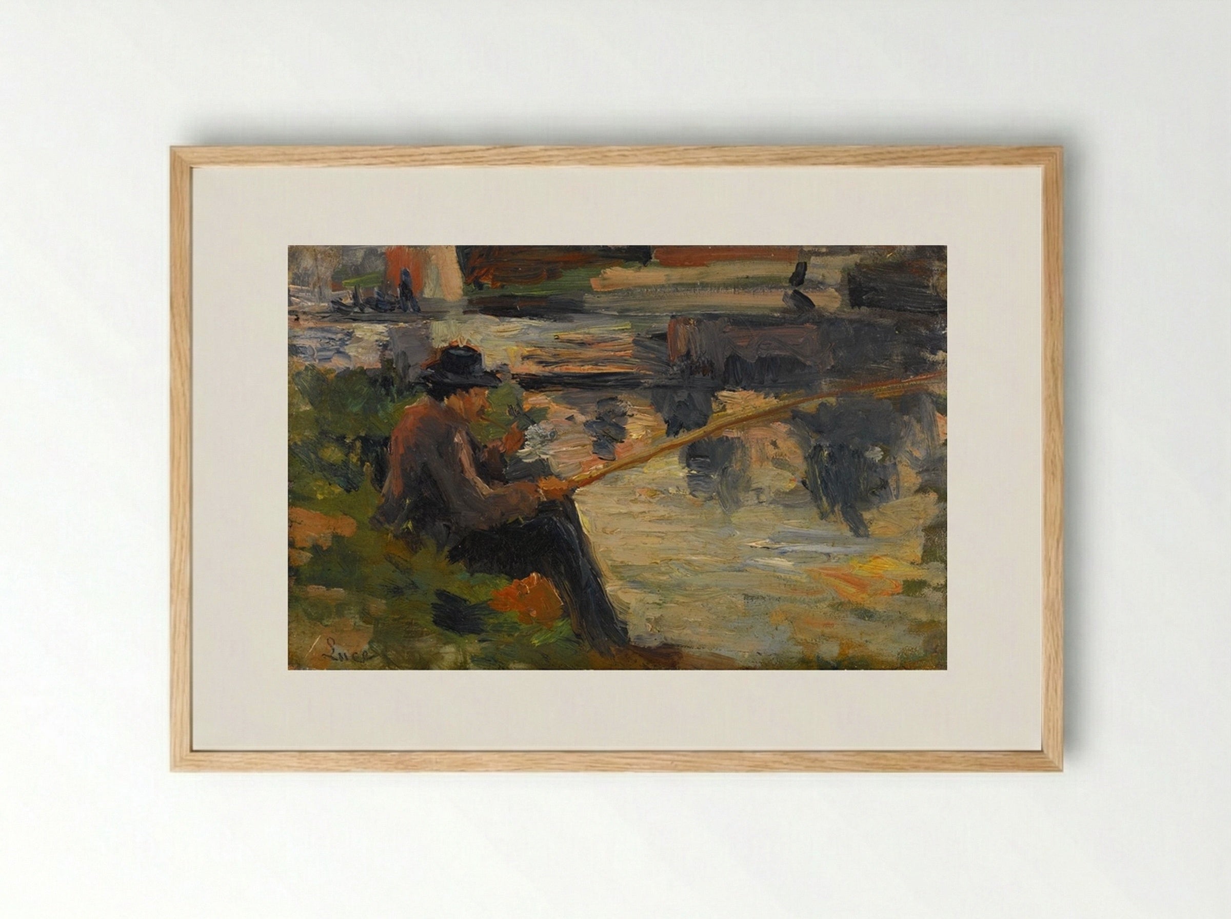 Parizelle À La Pêche Au Bas Meudon - Maximilien Luce - Framed Print Wood