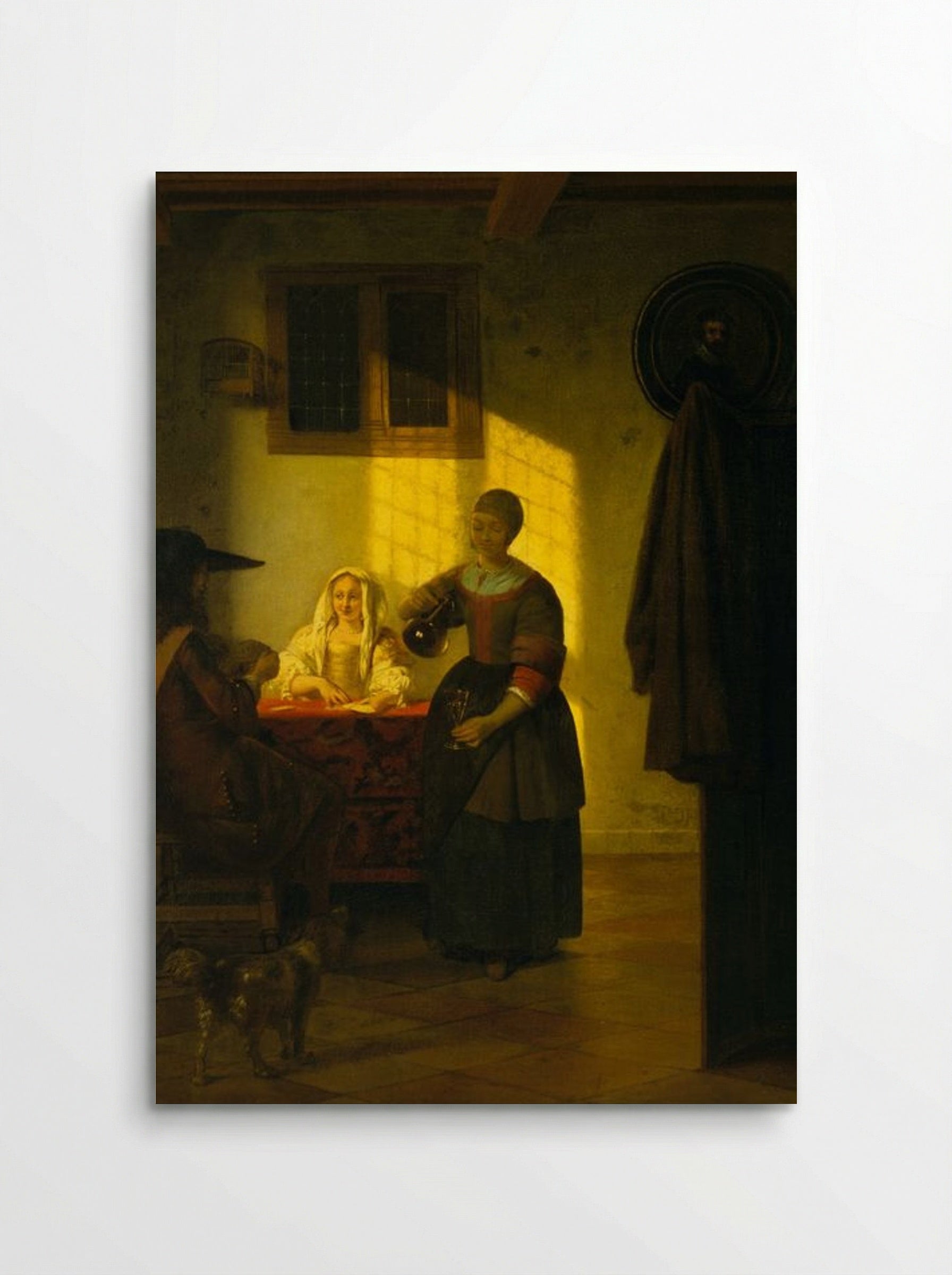 A Couple Playing Cards, with a Serving Woman - Pieter de Hooch - Poster