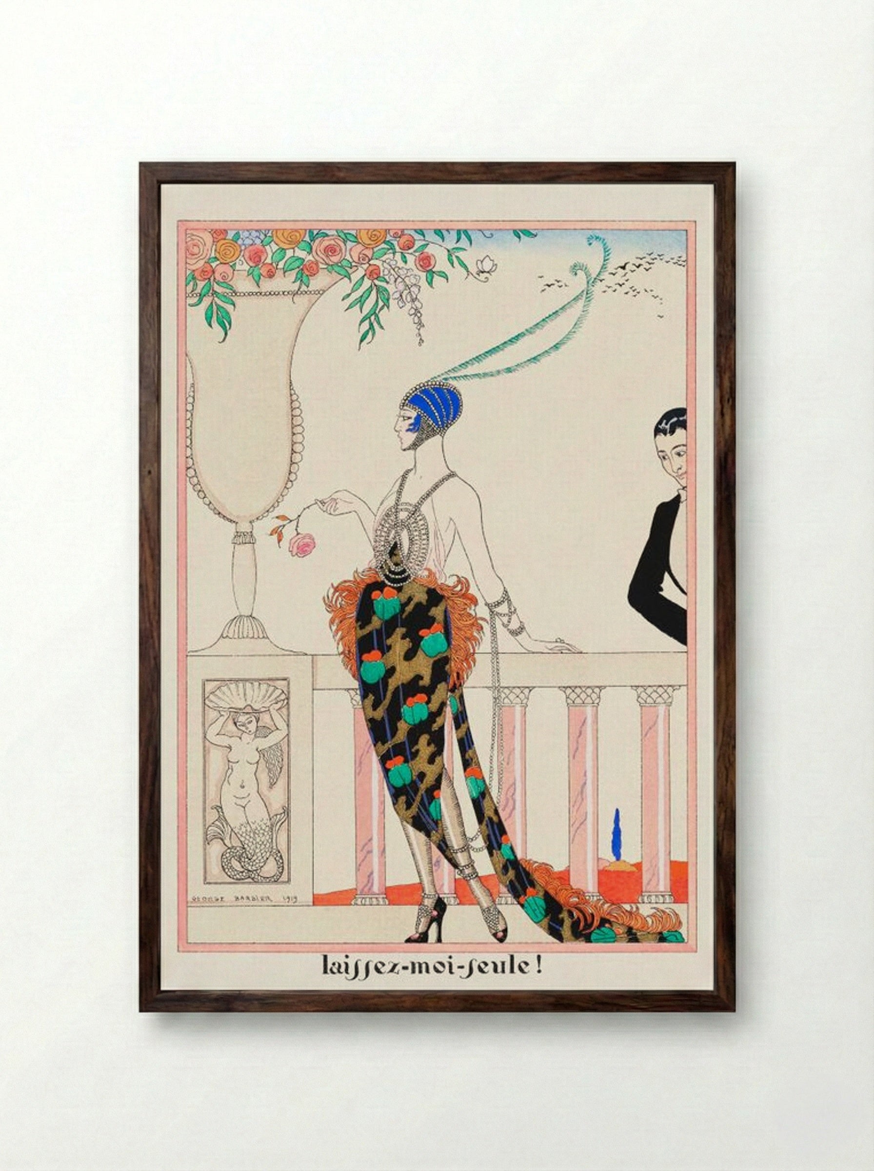 Laissez-moi Seule! (from Les Feuillets d'Art) - George Barbier - Framed Print Dark Wood