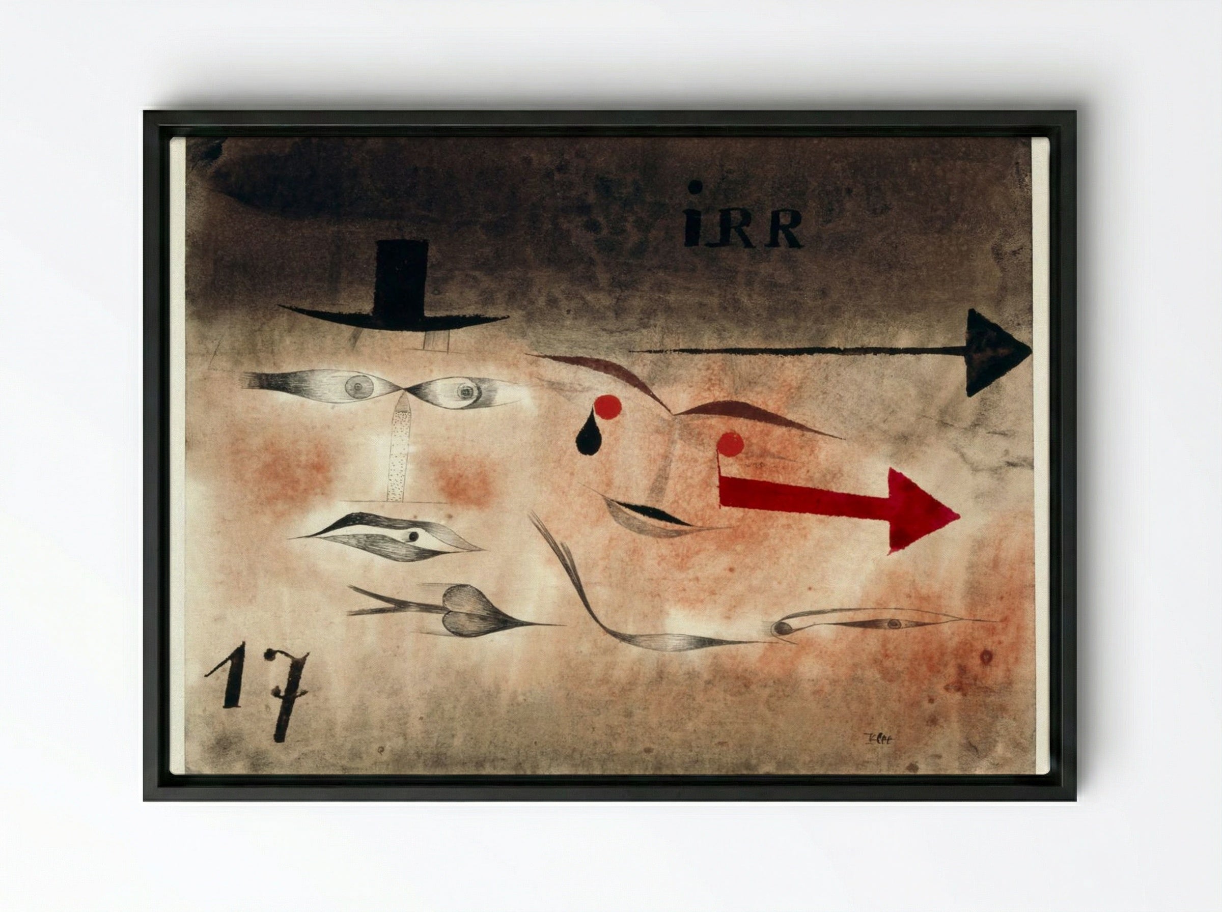 Seventeen Crazy! (Siebzehn Verrückt!) - Paul Klee - Framed Canvas Black