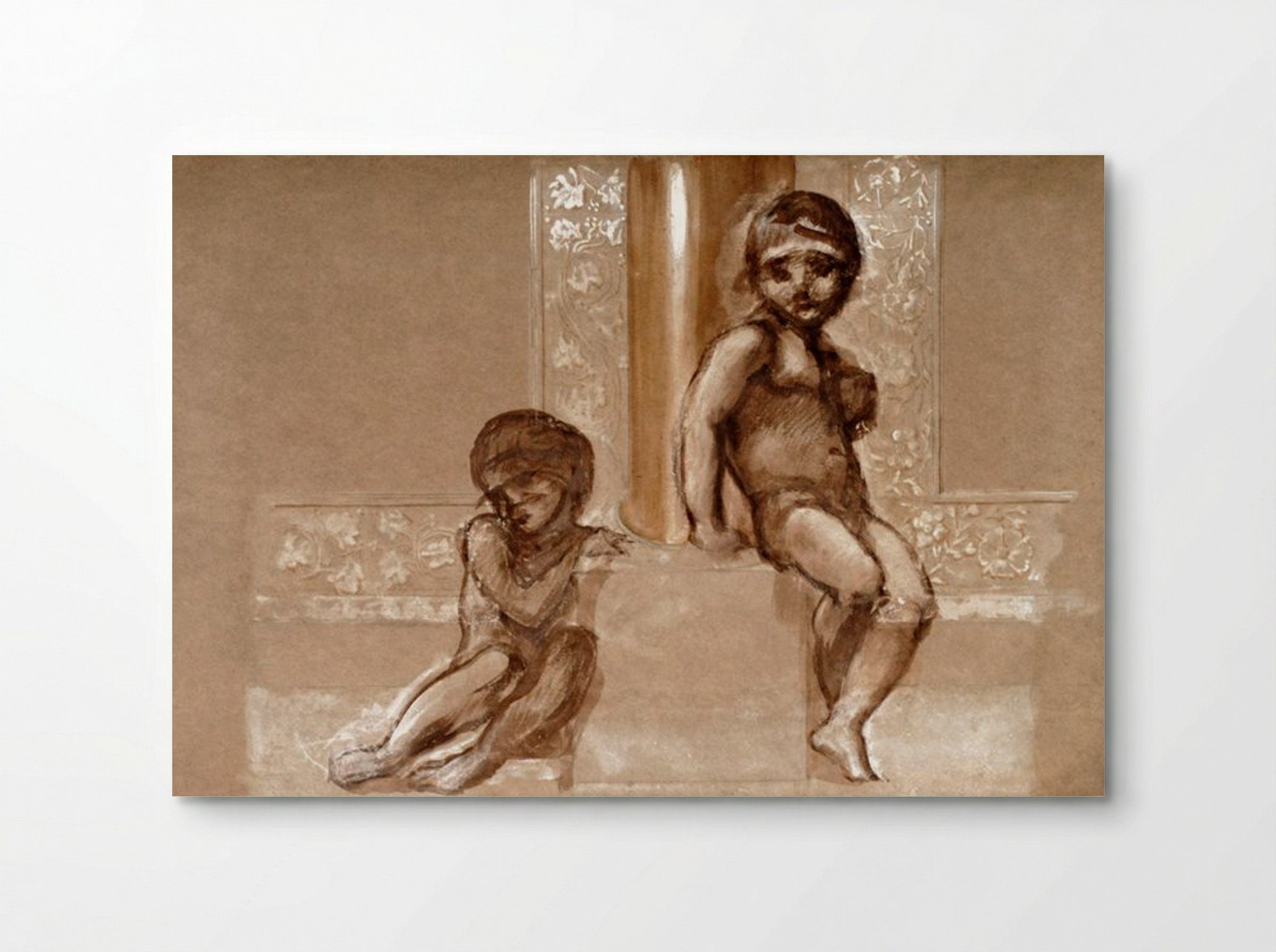 Study of Two Putti for 'The Troy Triptych' - Edward Burne-Jones - Poster