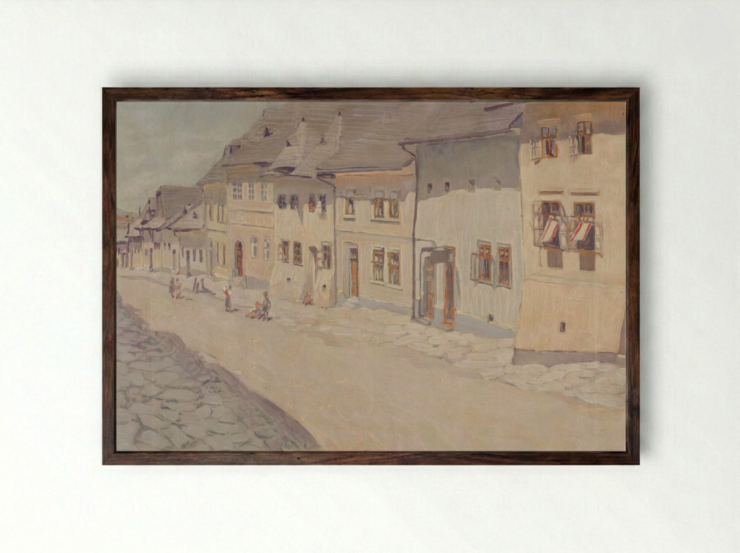 Street in Liptovský Svätý Mikuláš - Konštantín Bauer - Framed Print Dark Wood