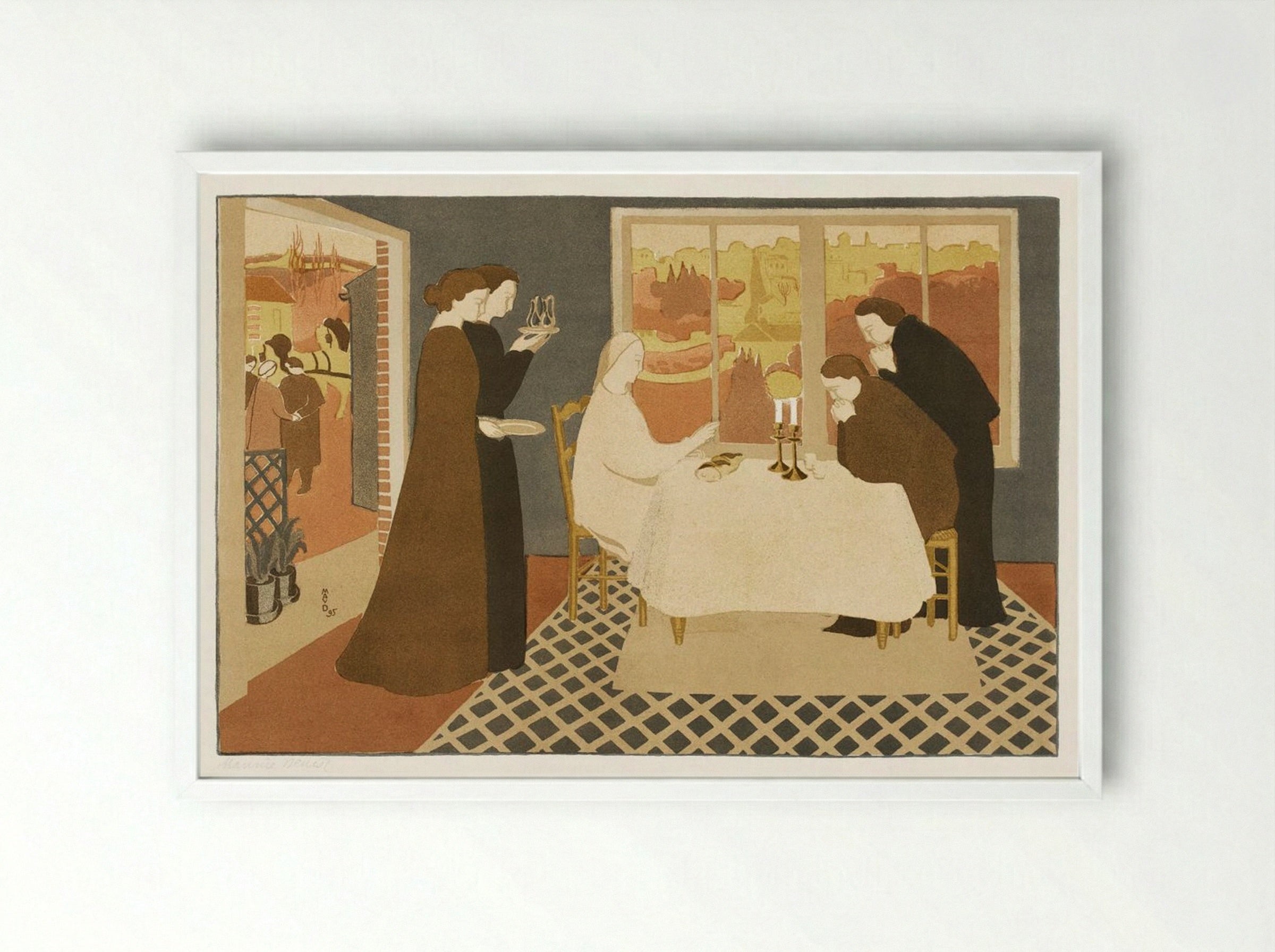 The Pilgrims of Emmaus - Maurice Denis - Framed Print White