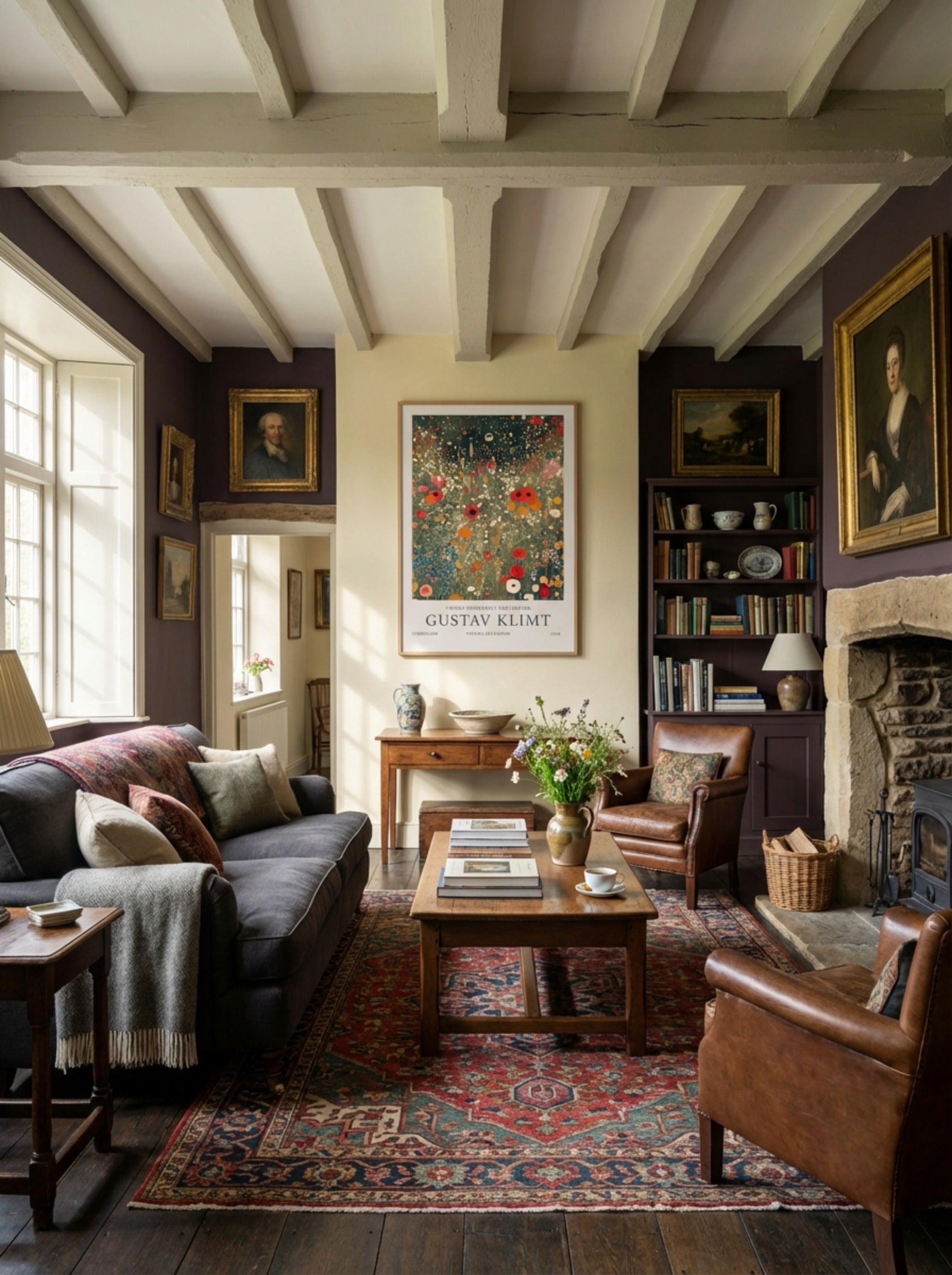 Crimson Field in Bloom – Gustav Klimt