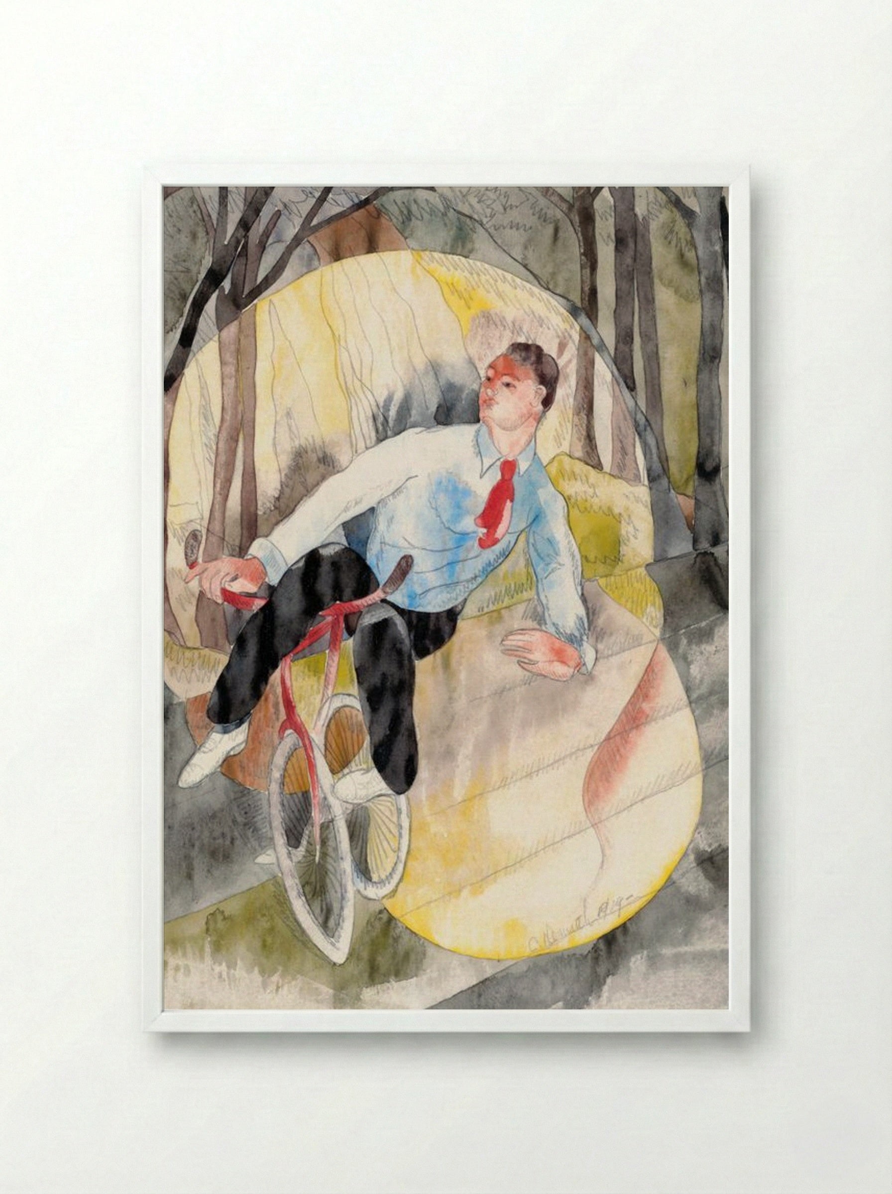 In Vaudeville: The Bicycle Rider - Charles Demuth - Framed Print White