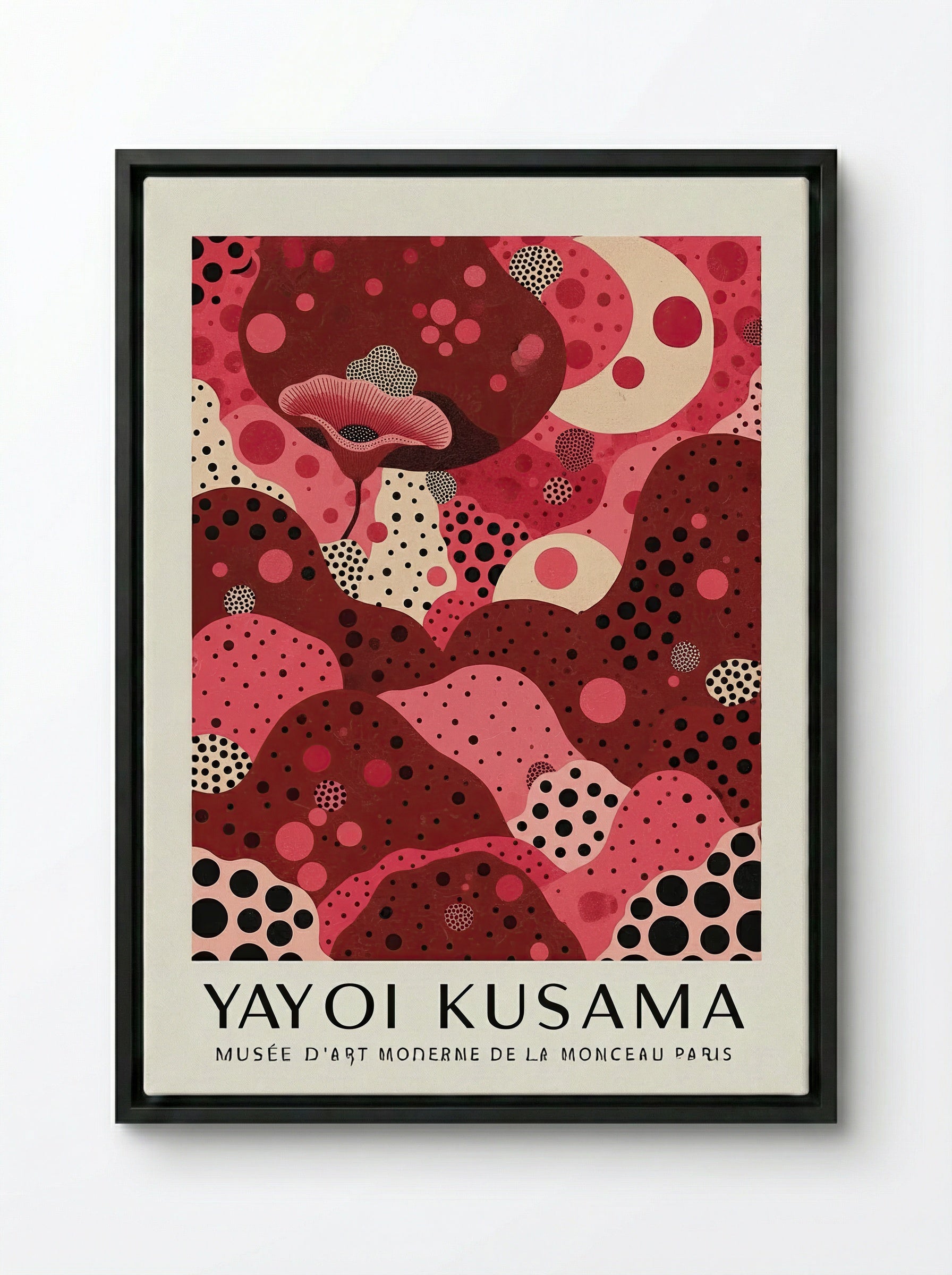 Polka Dot Dreamscape - Yayoi Kusama - Framed Canvas Black