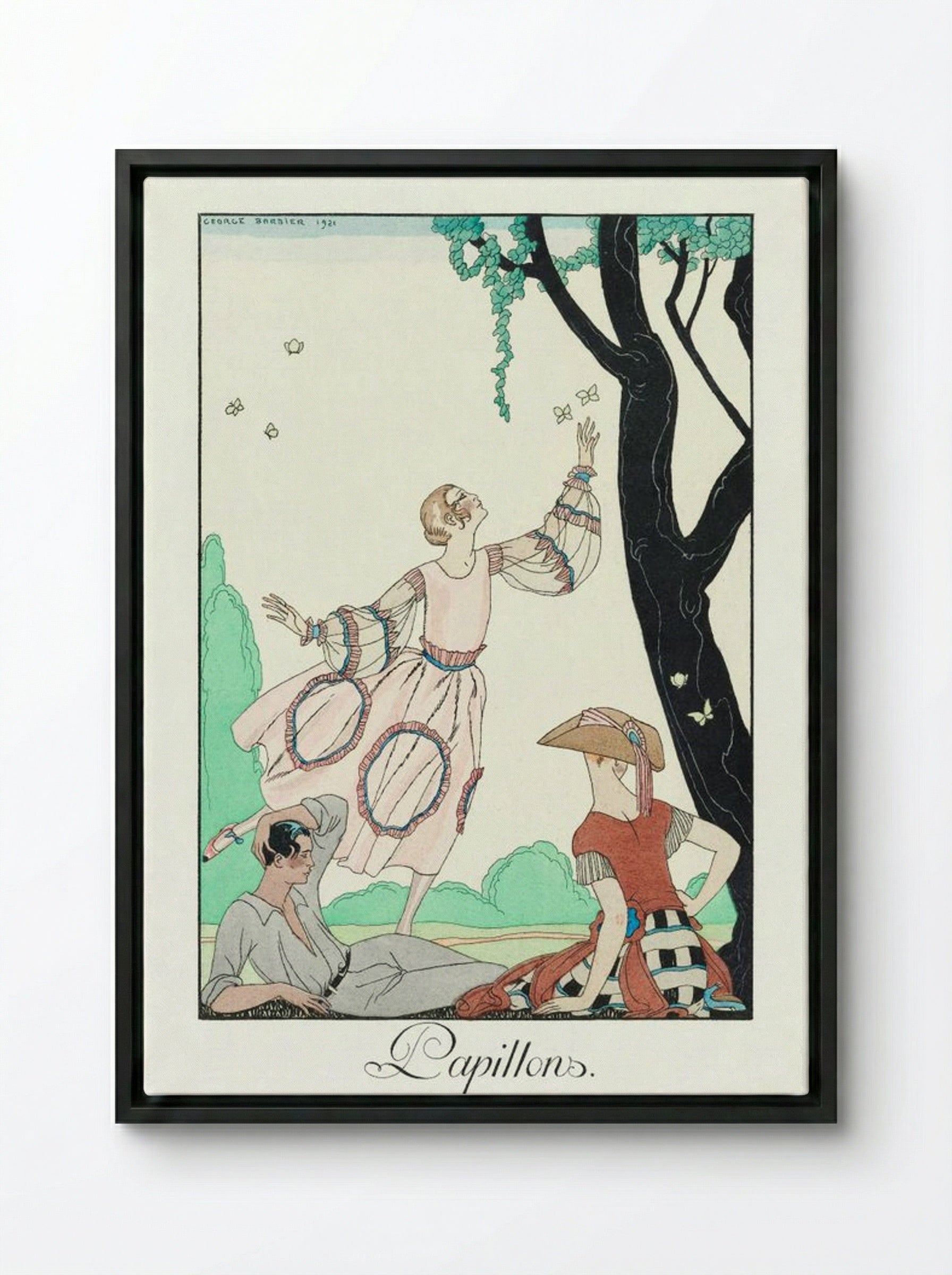 Papillons - George Barbier - Framed Canvas Black