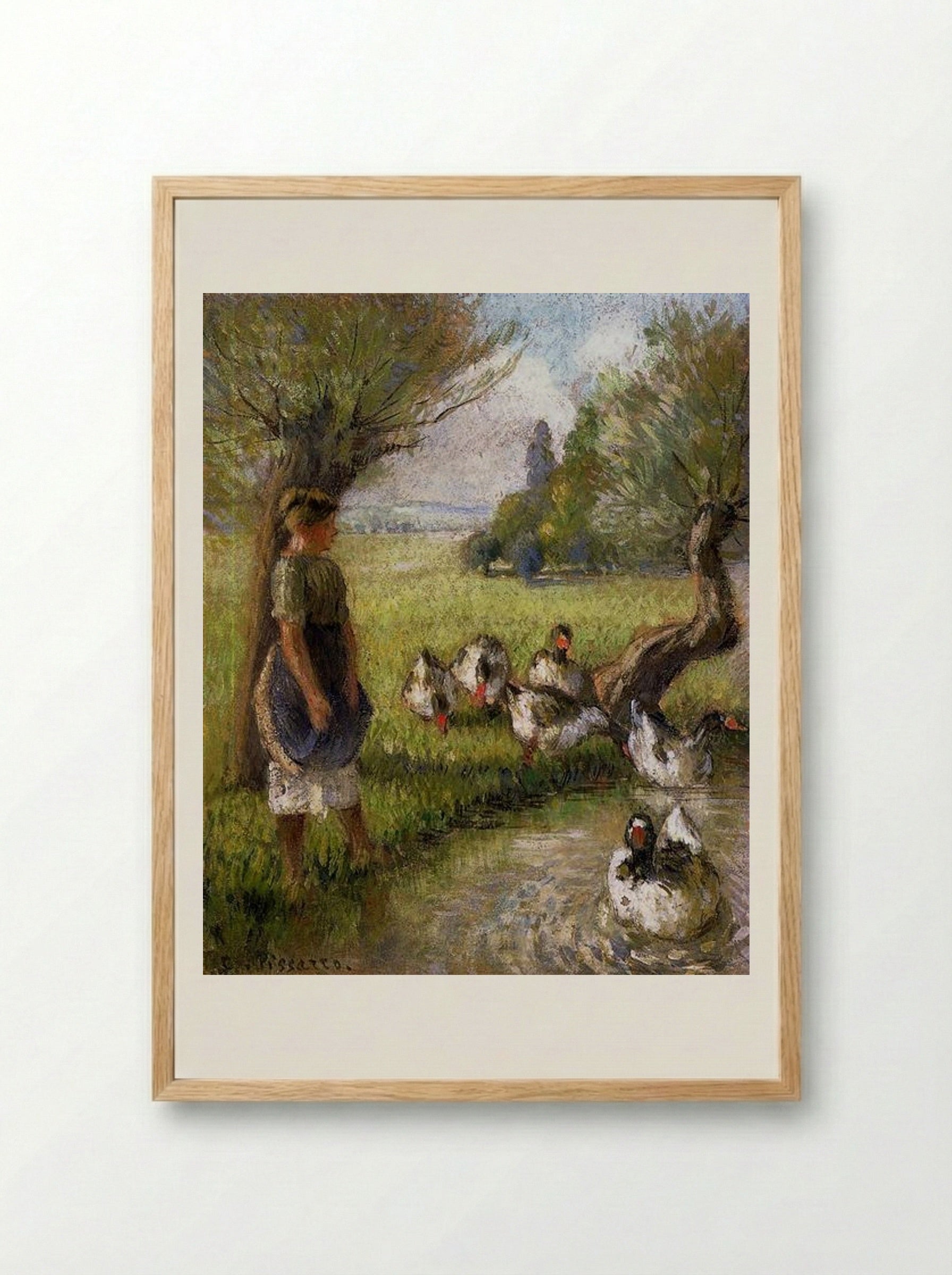 Goose Girl - Camille Pissarro - Framed Print Wood